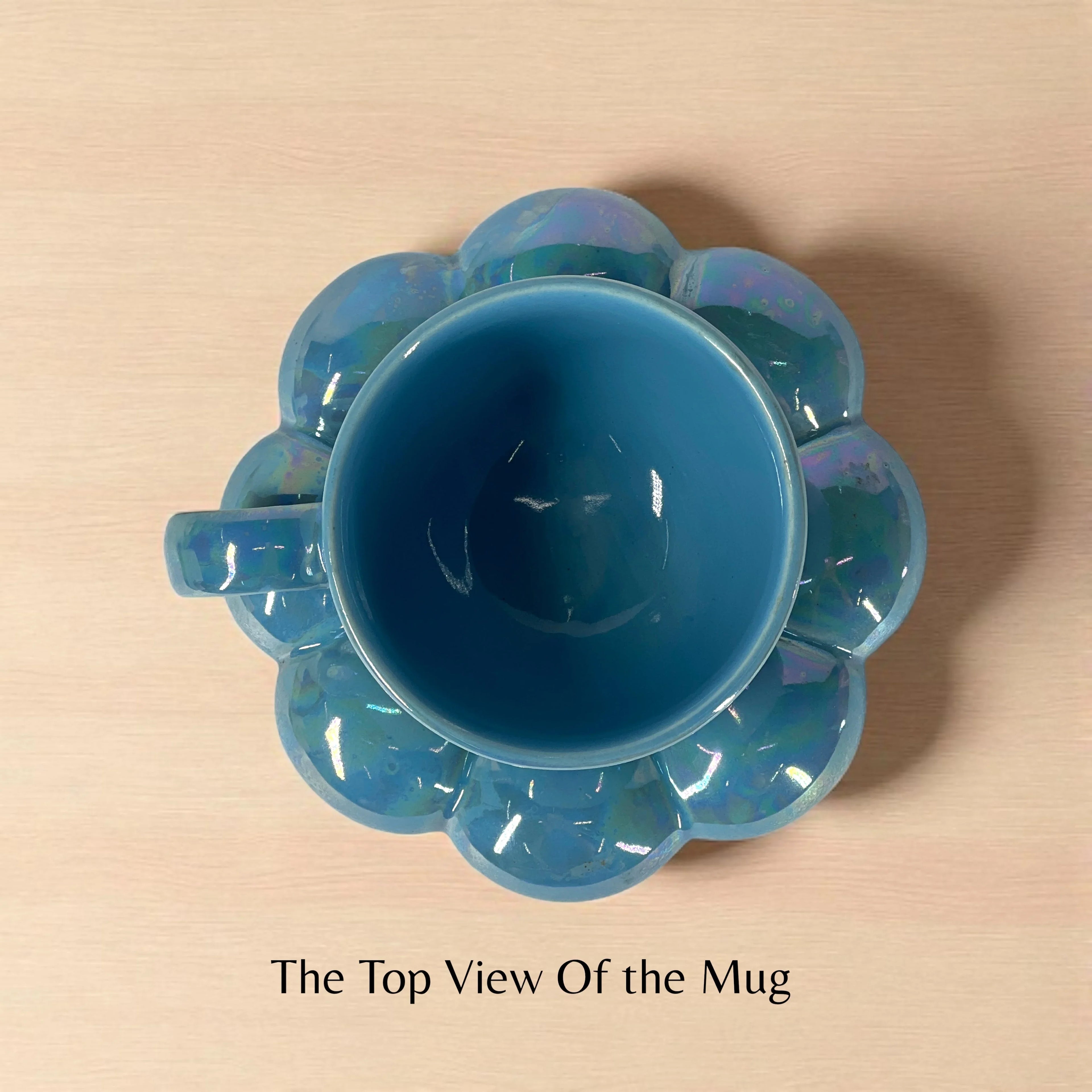 Bubbly Sunflower Coffee Mug & Saucer (Blue) - Clayful Homes