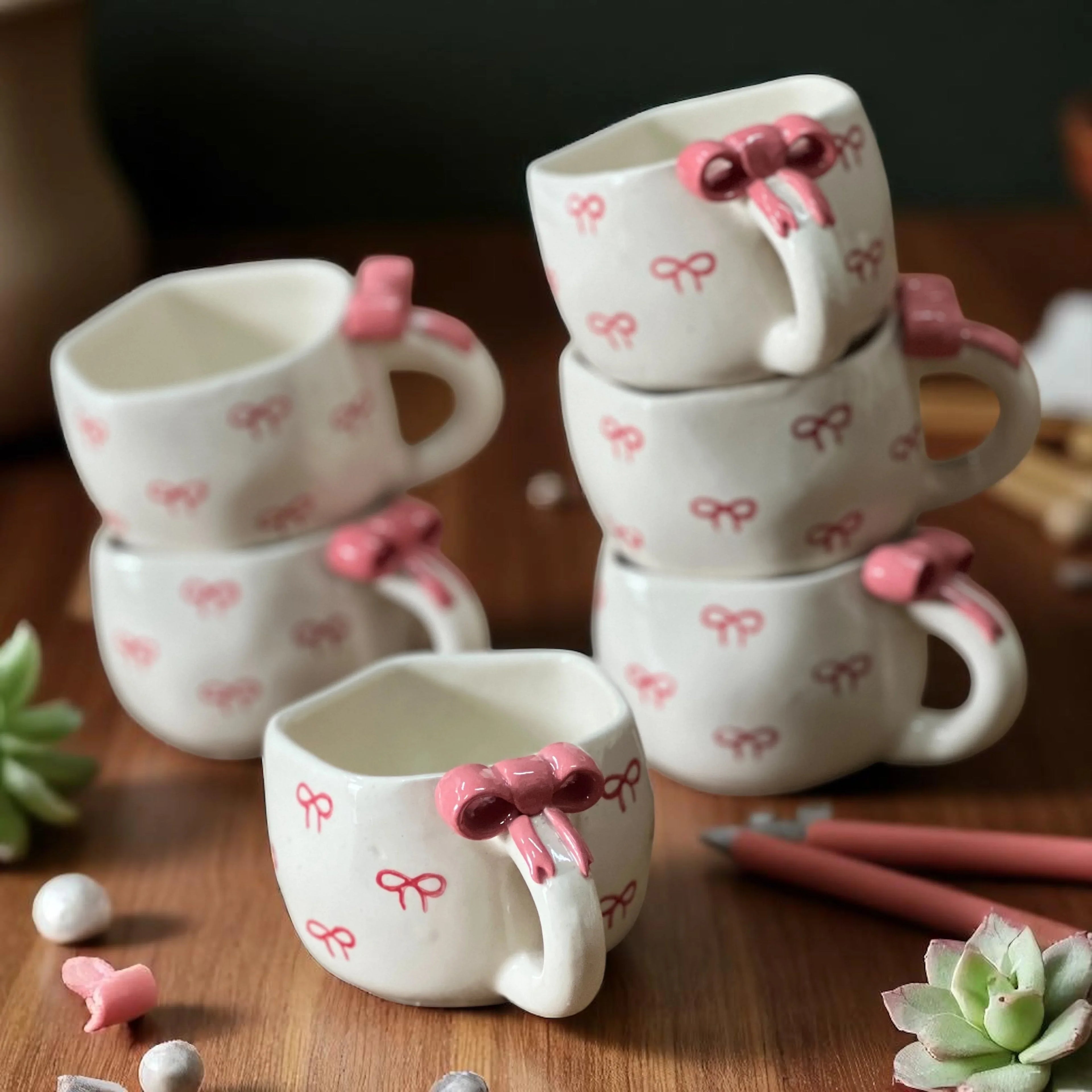 Bow Down Mugs Set of 6 - Clayful Homes