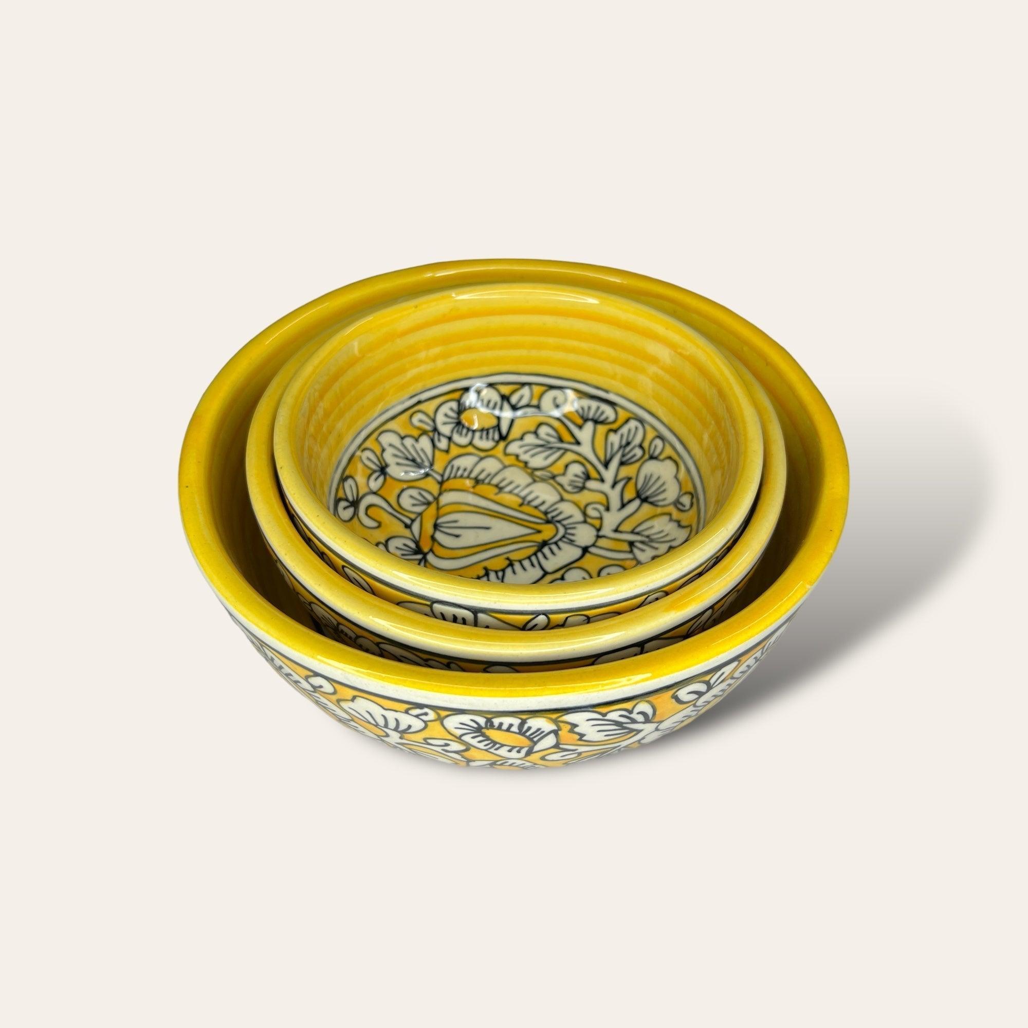Yellow Mughal Serving Bowls - Clayful Homes