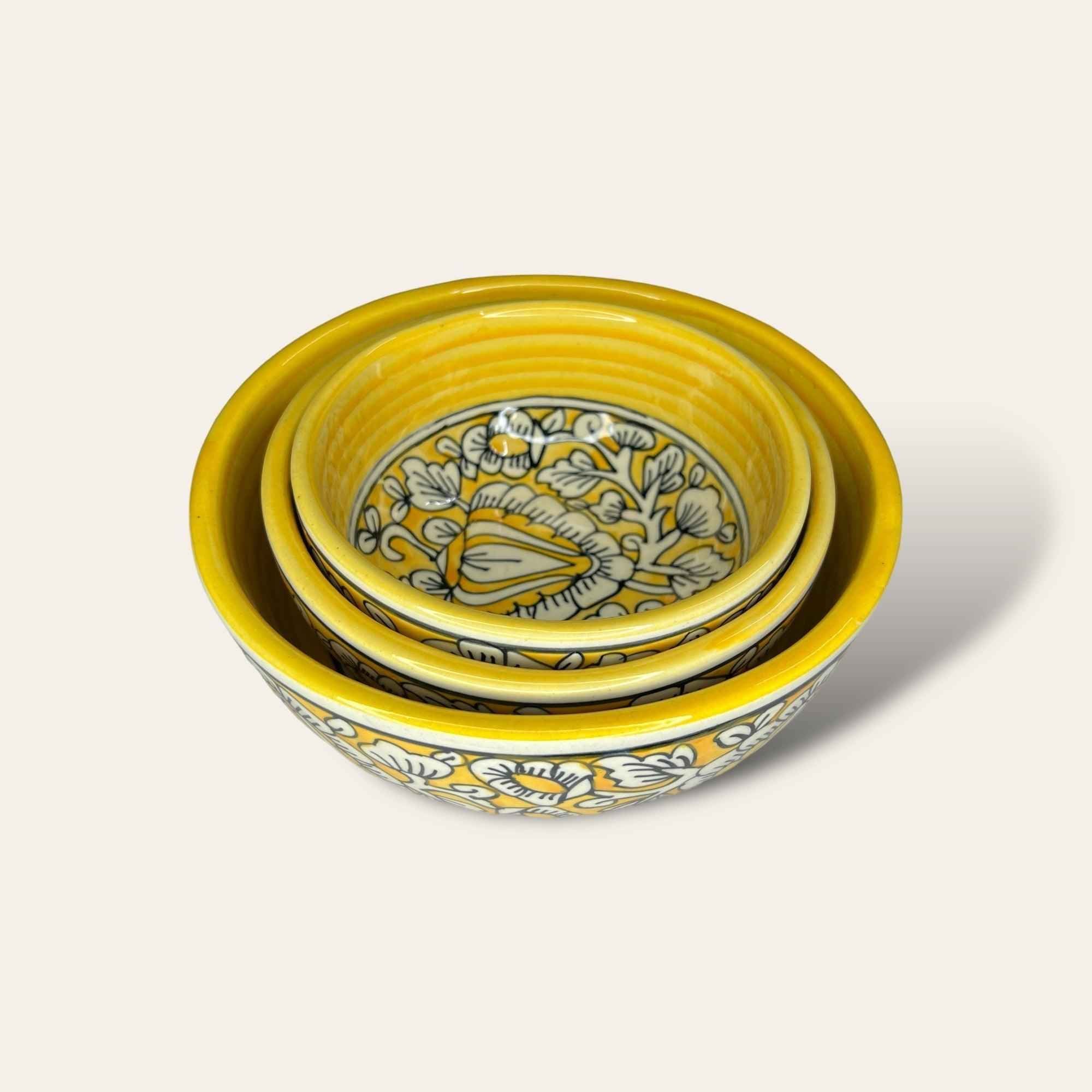 Yellow Mughal Serving Bowls - Clayful Homes