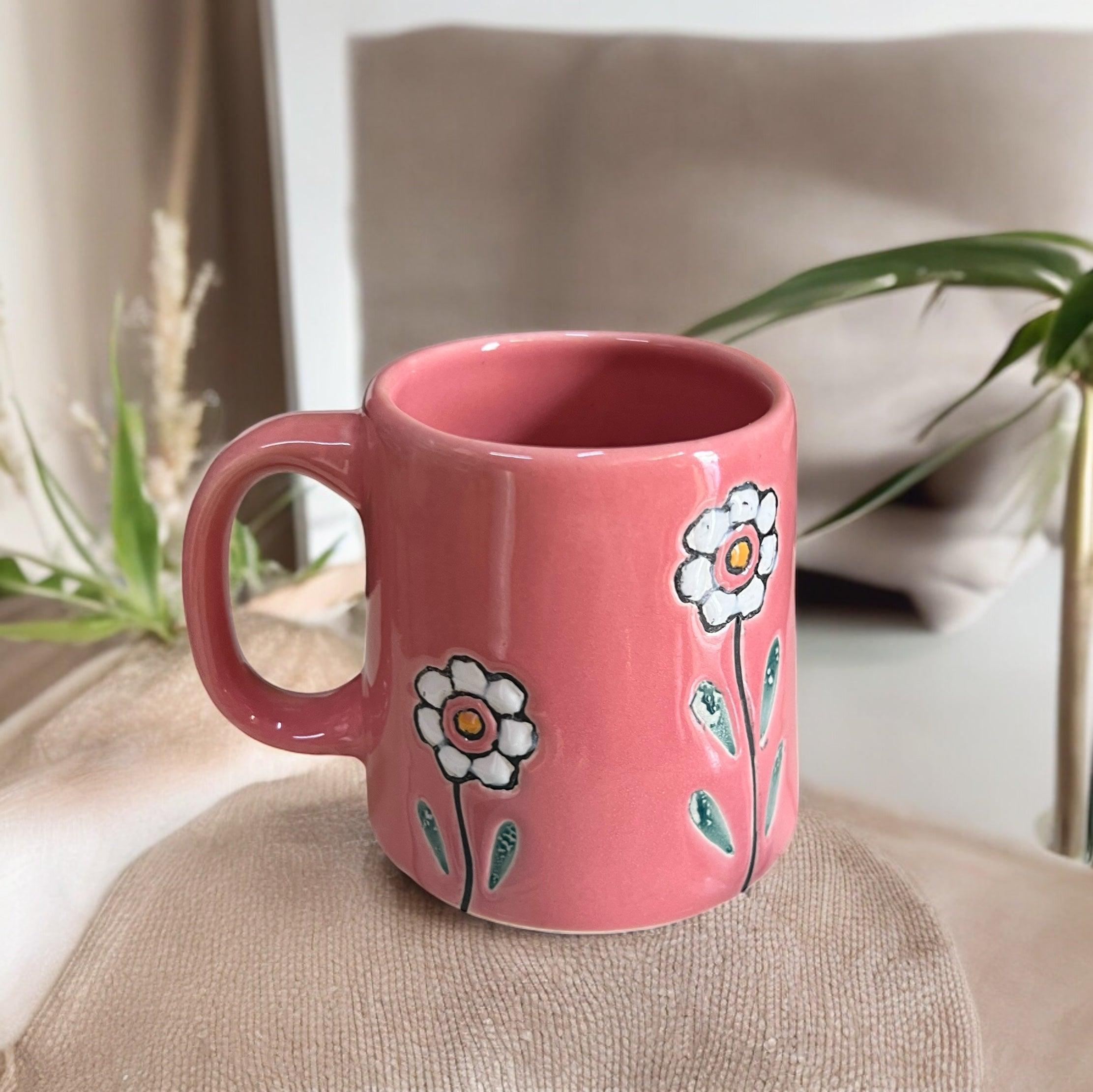 Floral Pink Mug - Clayful Homes