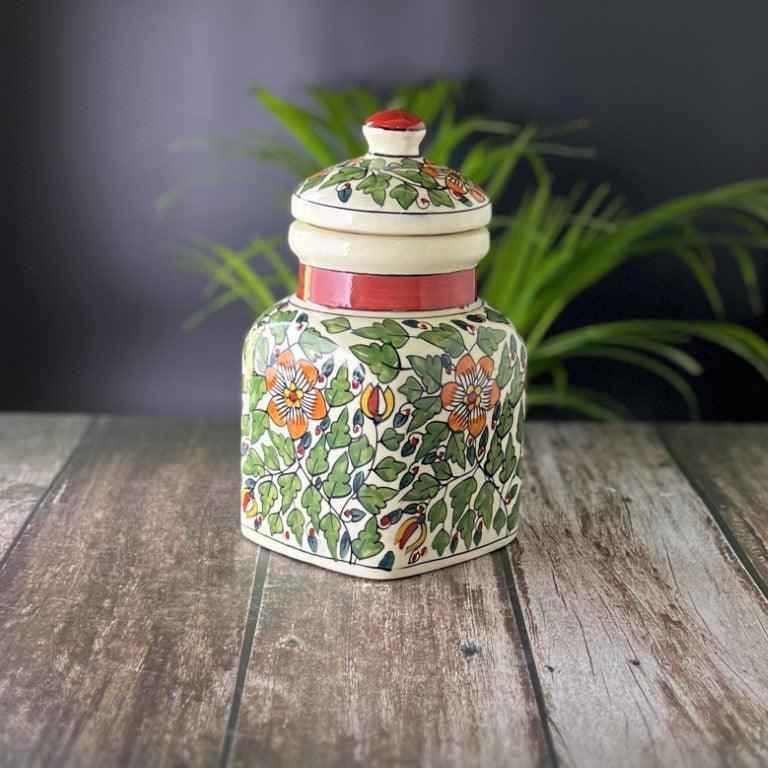 Ceramic Pickle Jars / Containers for Kitchen Storage, Hand Painted Barni - Set of 3 - Clayful Homes