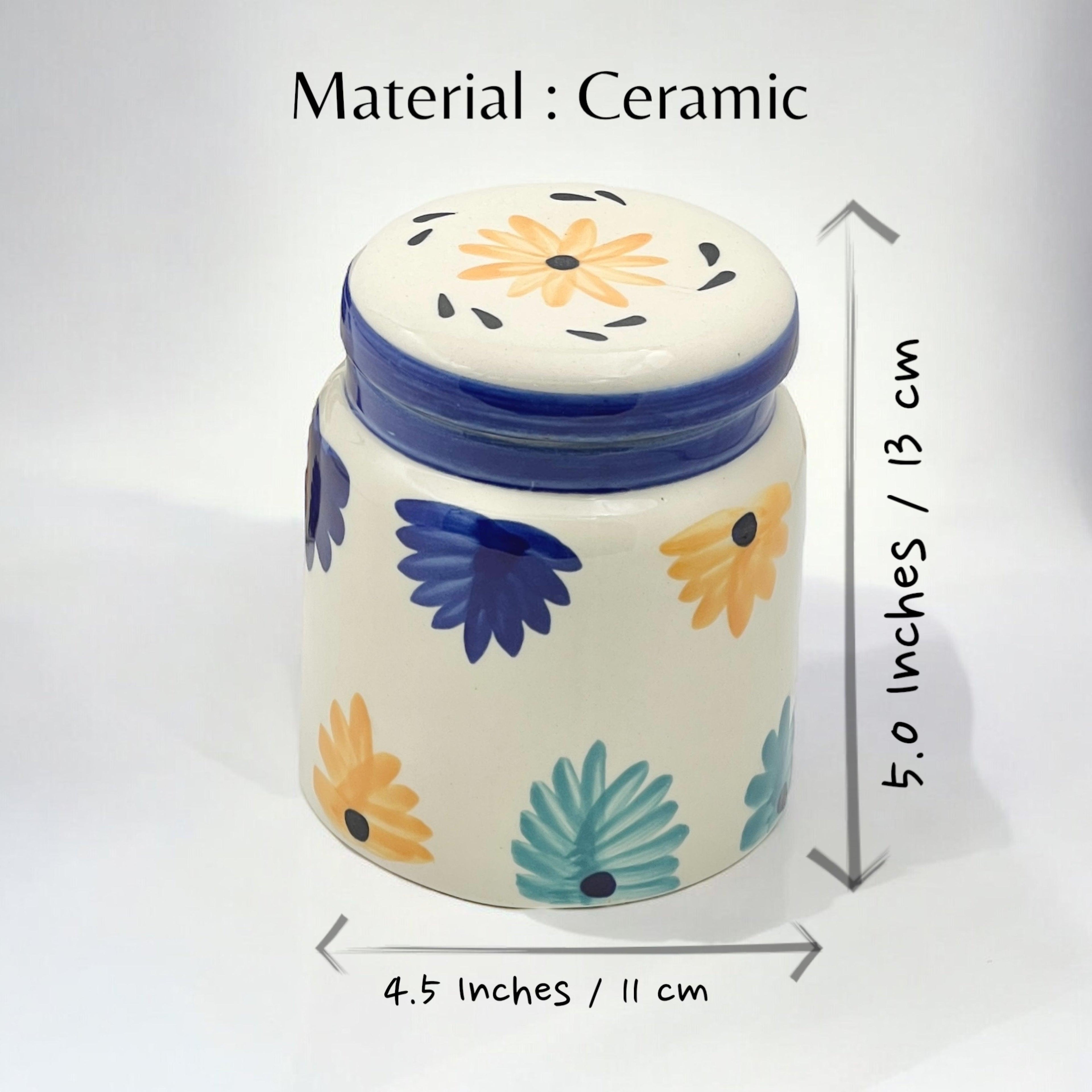 Yellow & Blue Floral Jars - Clayful Homes