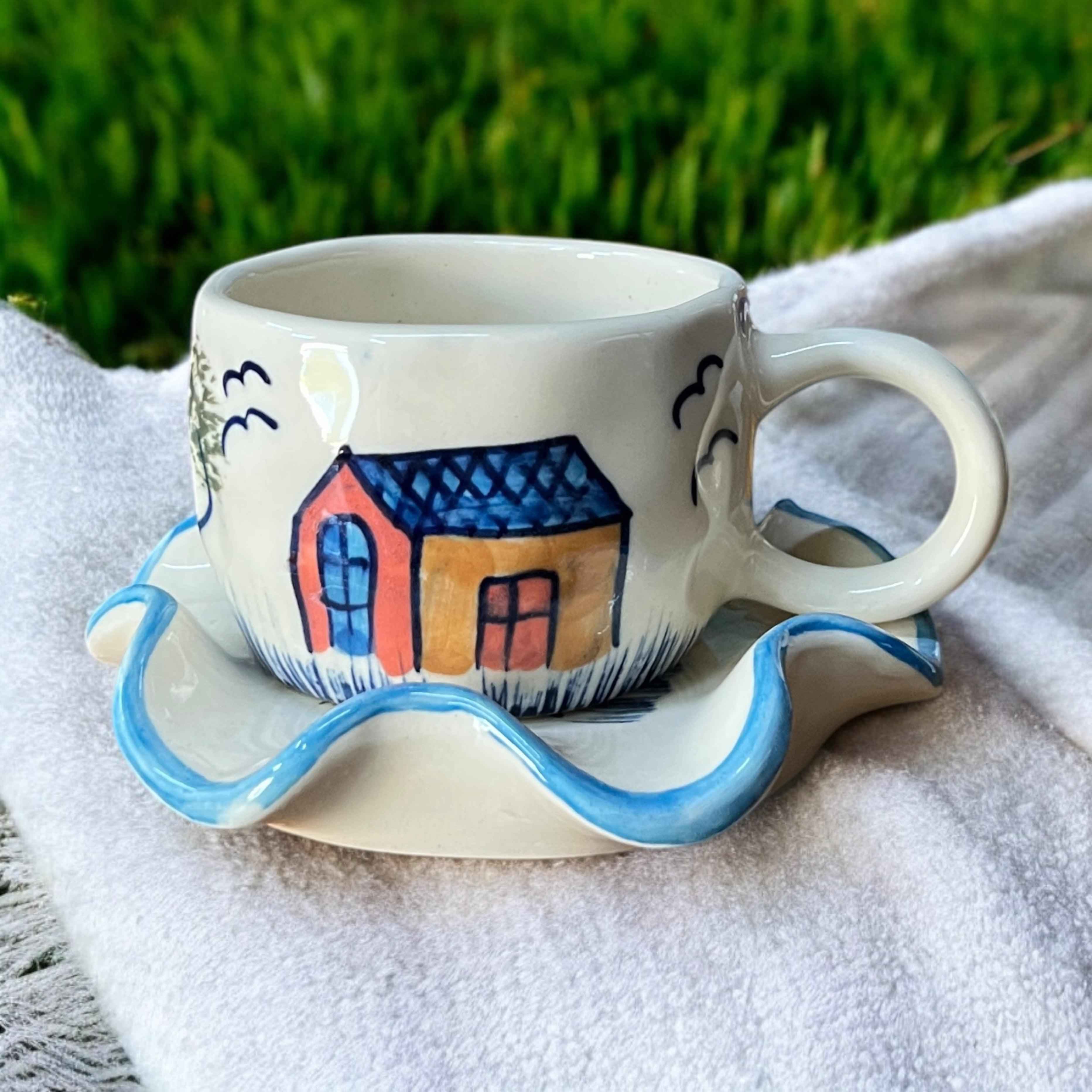 Farmhouse Coffee Mug and Saucer