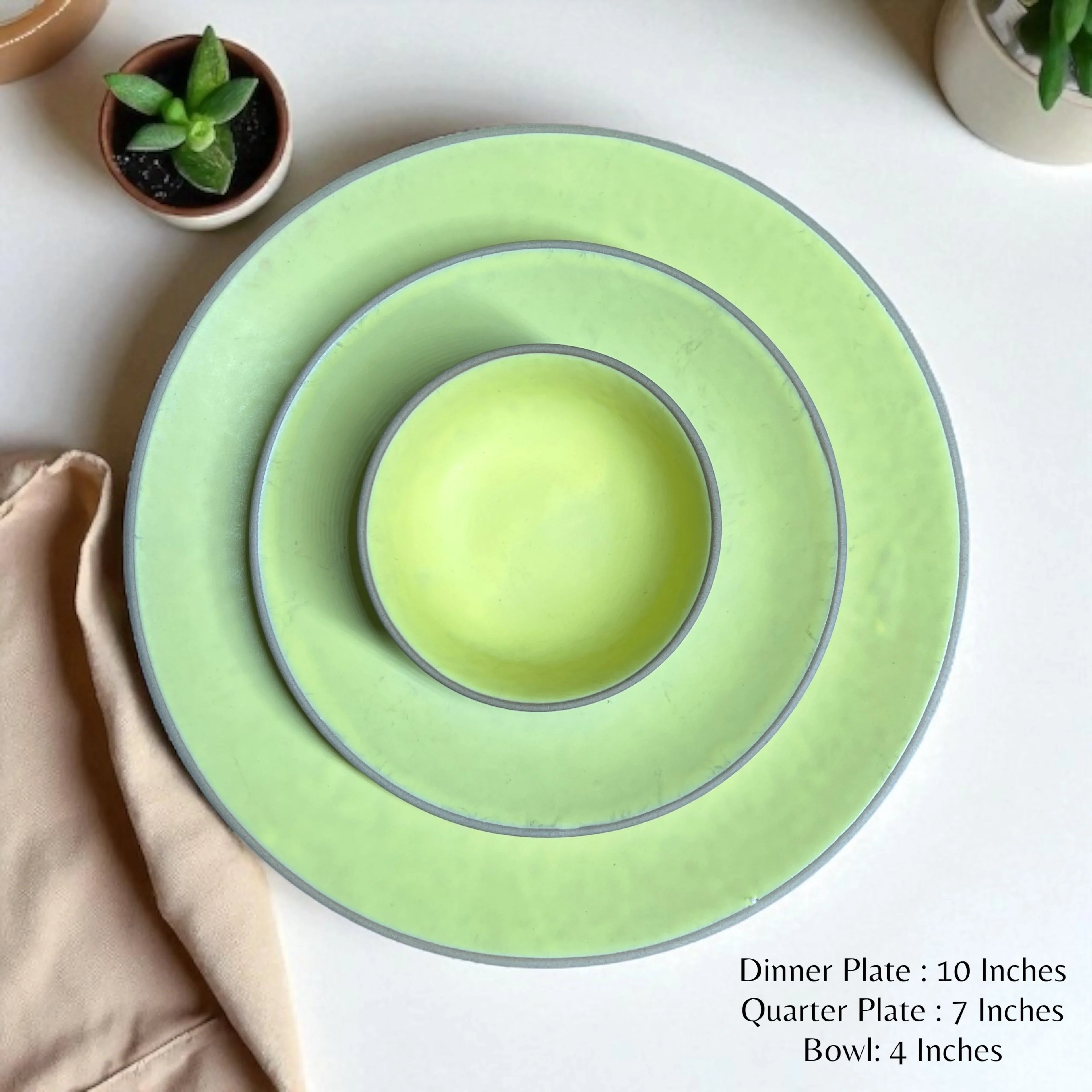 Earthy Lime Yellow Dinner set (18pcs) - Clayful Homes