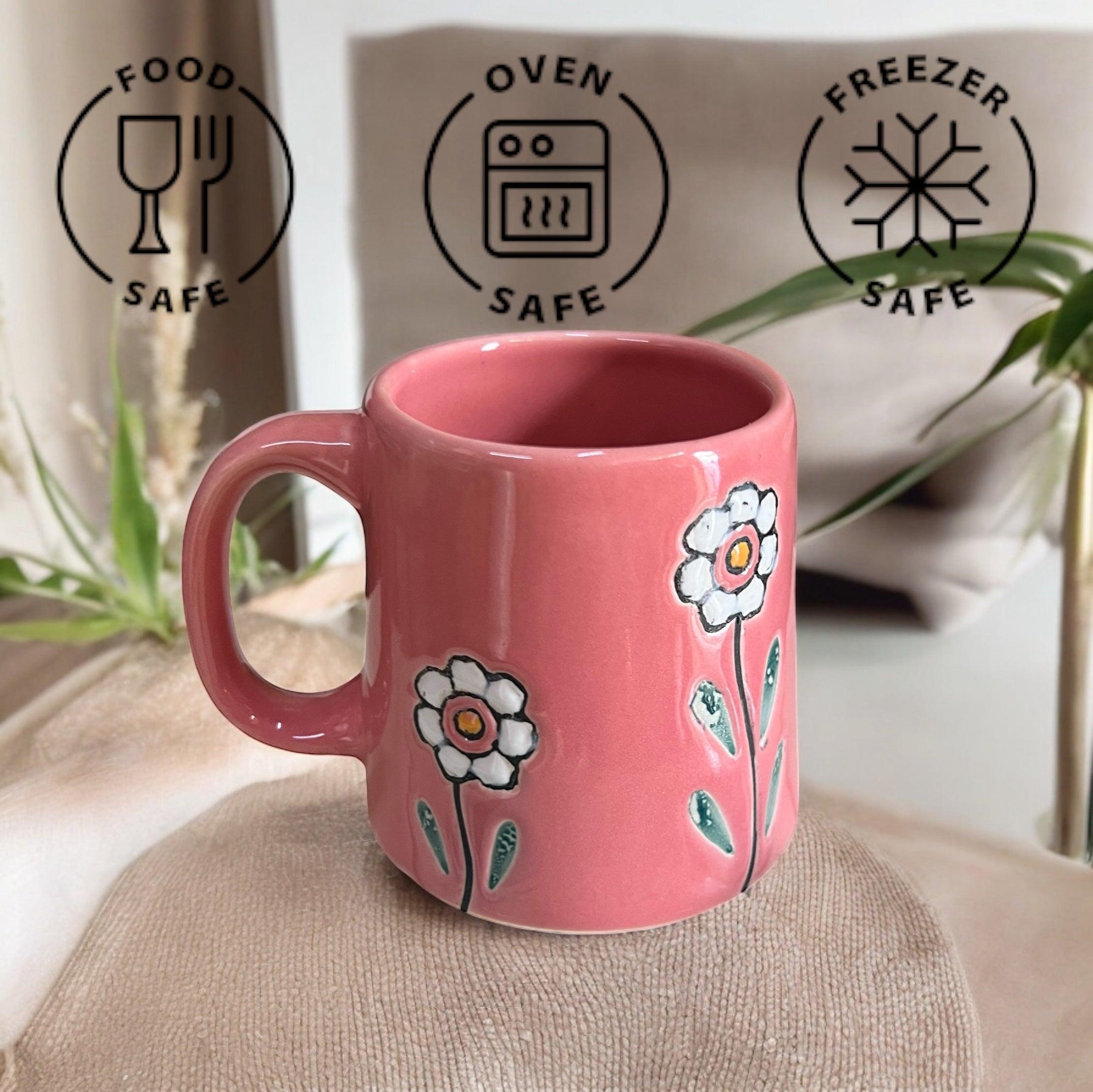 Floral Pink Mug - Clayful Homes