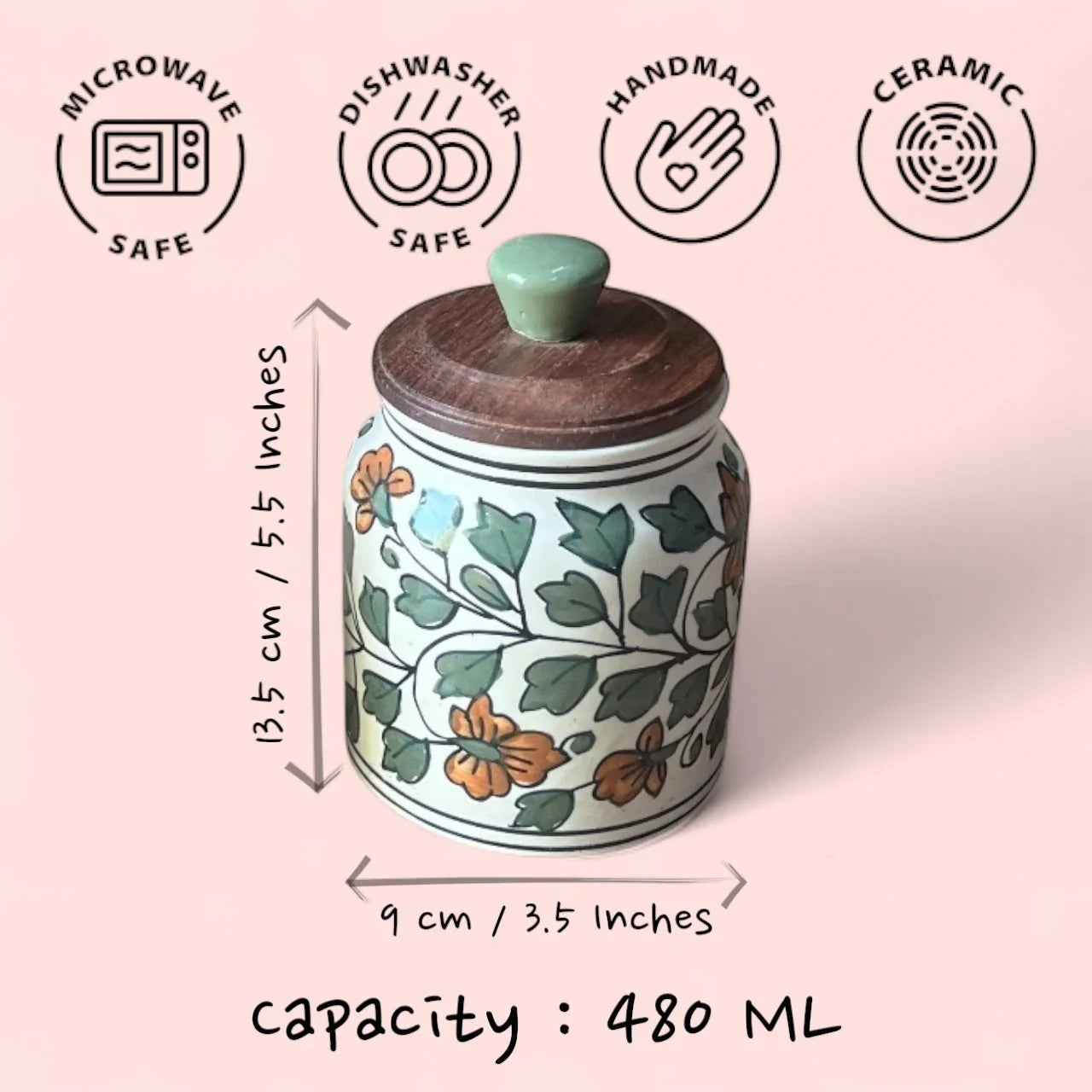 Mughal Bageecha Jar (Set of 1) - Clayful Homes