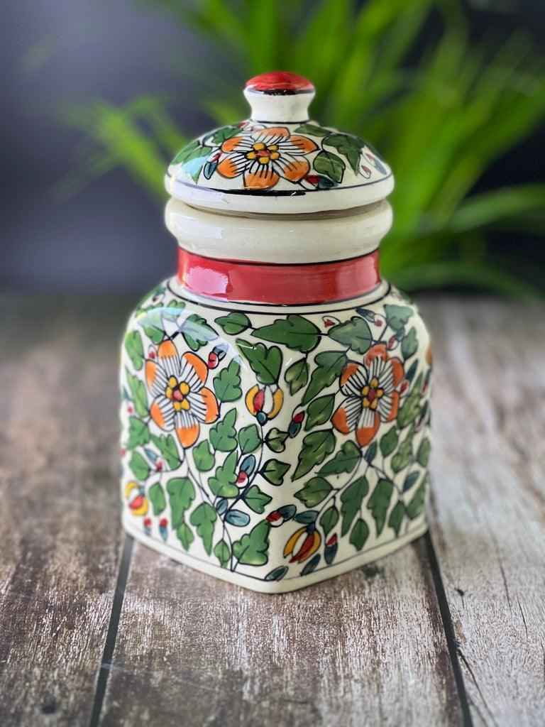 Ceramic Pickle Jars / Containers for Kitchen Storage, Hand Painted Barni - Set of 3 - Clayful Homes