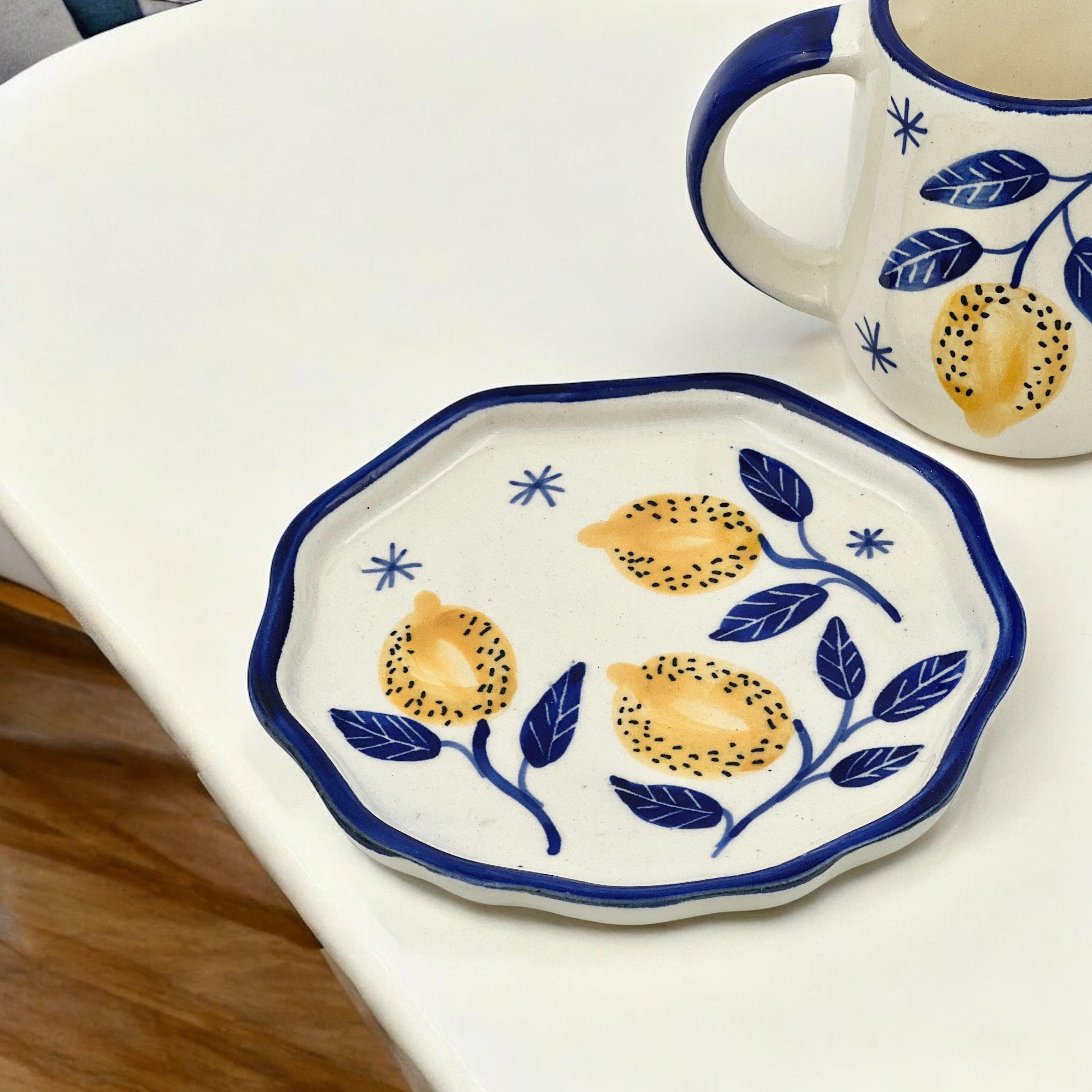 Lemon Mug & Saucer - Clayful Homes