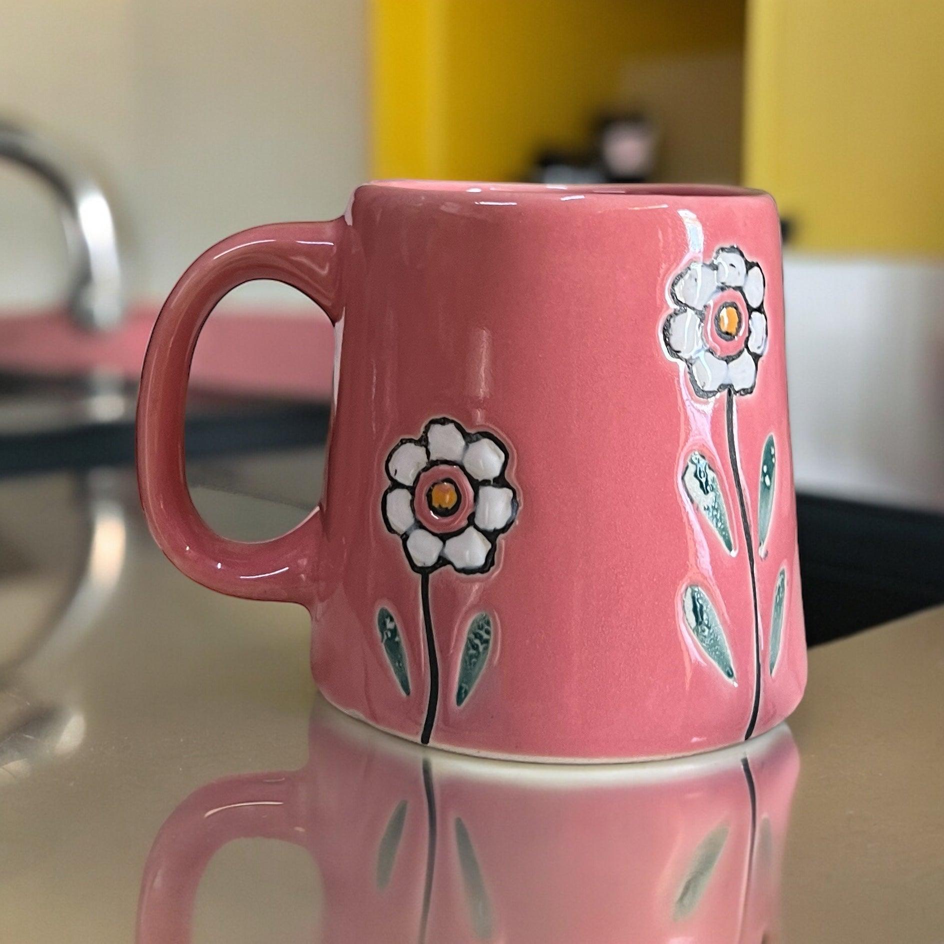 Floral Pink Mug - Clayful Homes