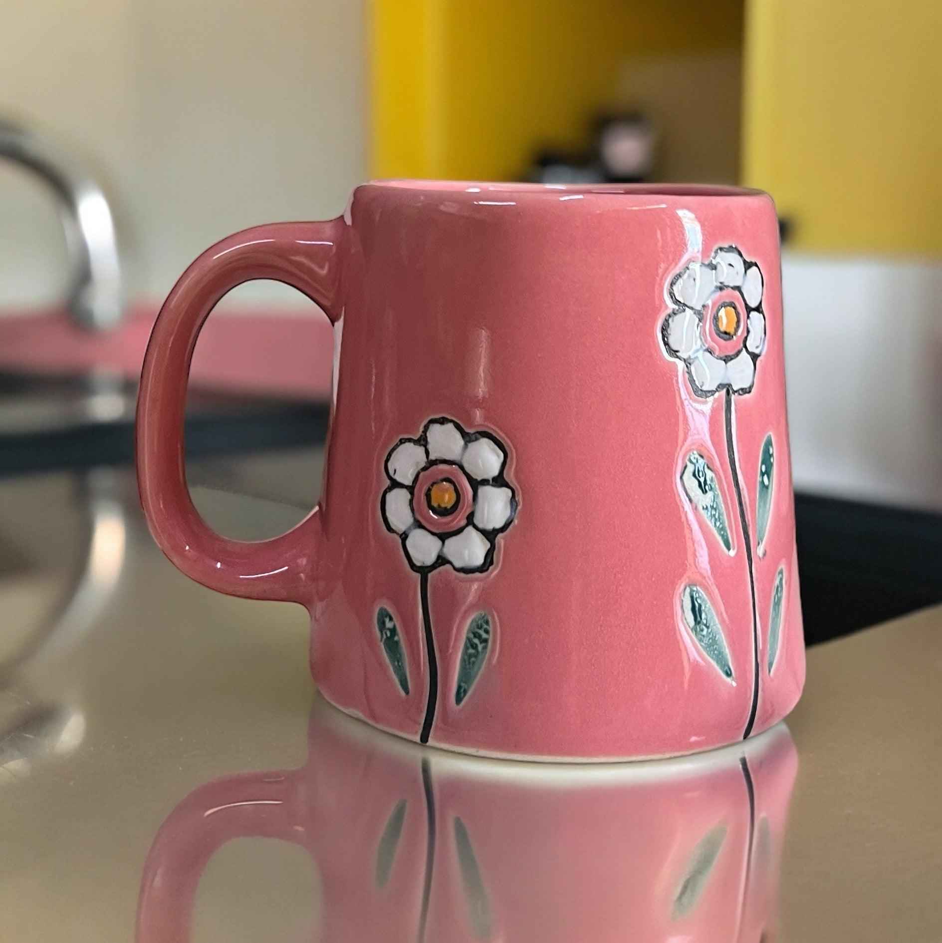 Floral Pink Mug - Clayful Homes