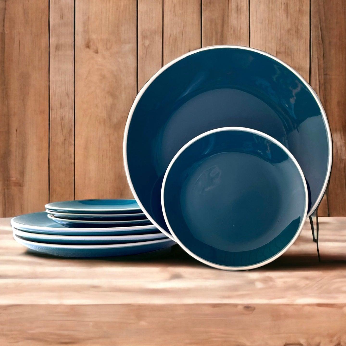 Peacock Green Dinner Set (12 Pcs) - Clayful Homes