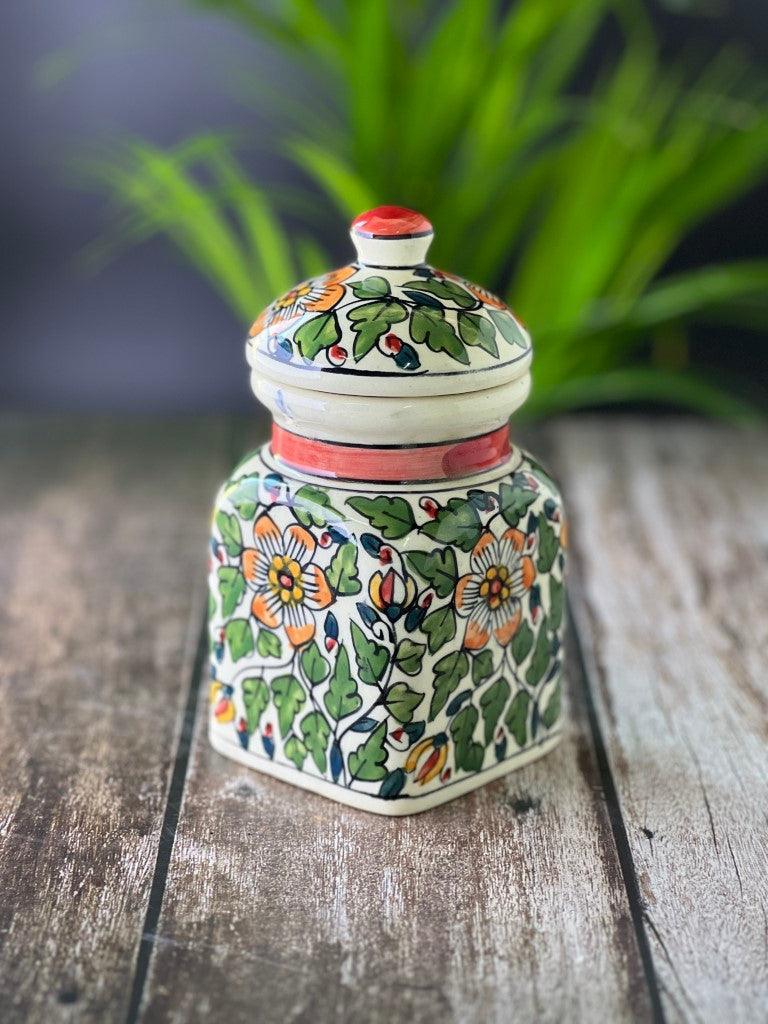 Ceramic Pickle Jars / Containers for Kitchen Storage, Hand Painted Barni - Set of 3 - Clayful Homes