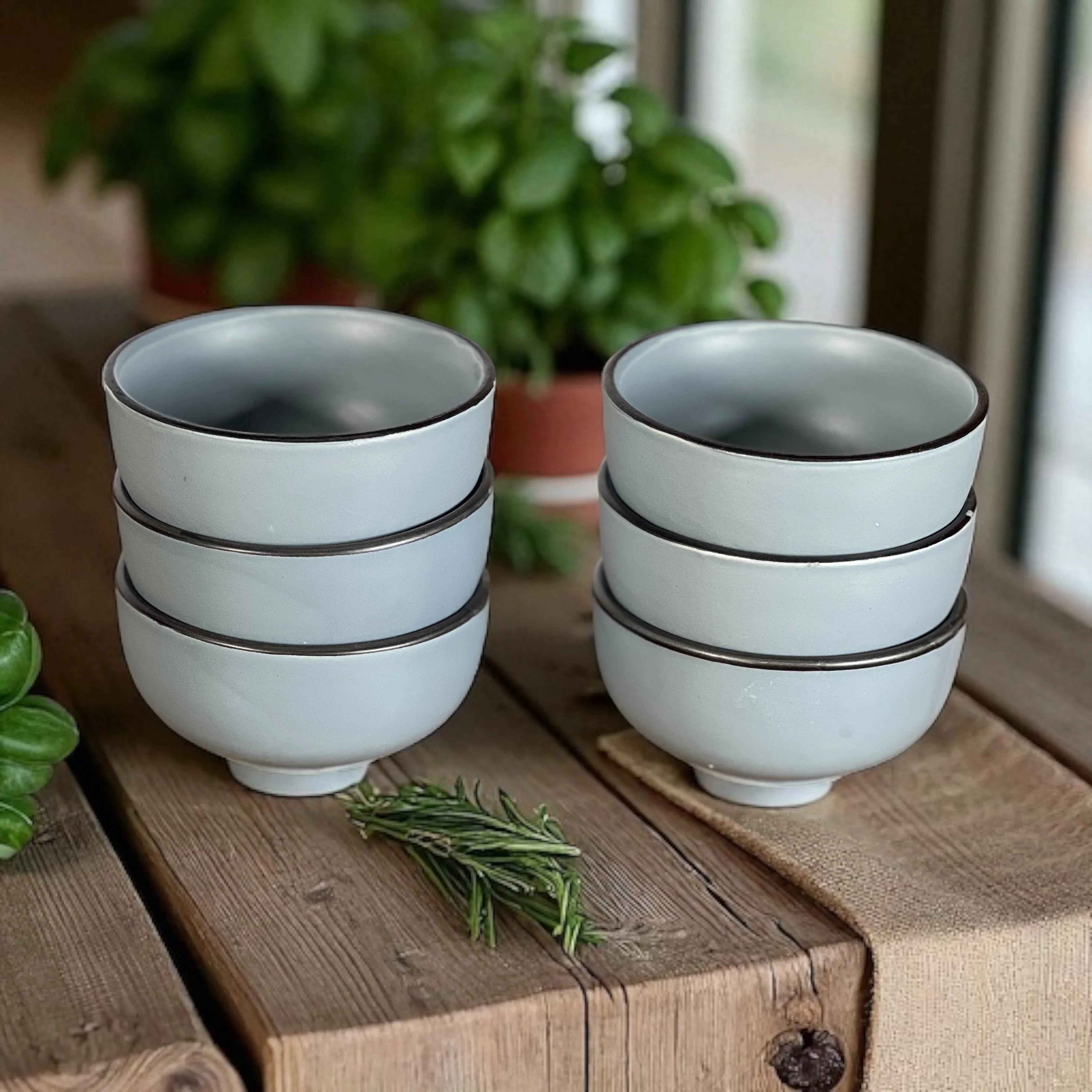 Great Grey Bowls Set of 6 - Clayful Homes