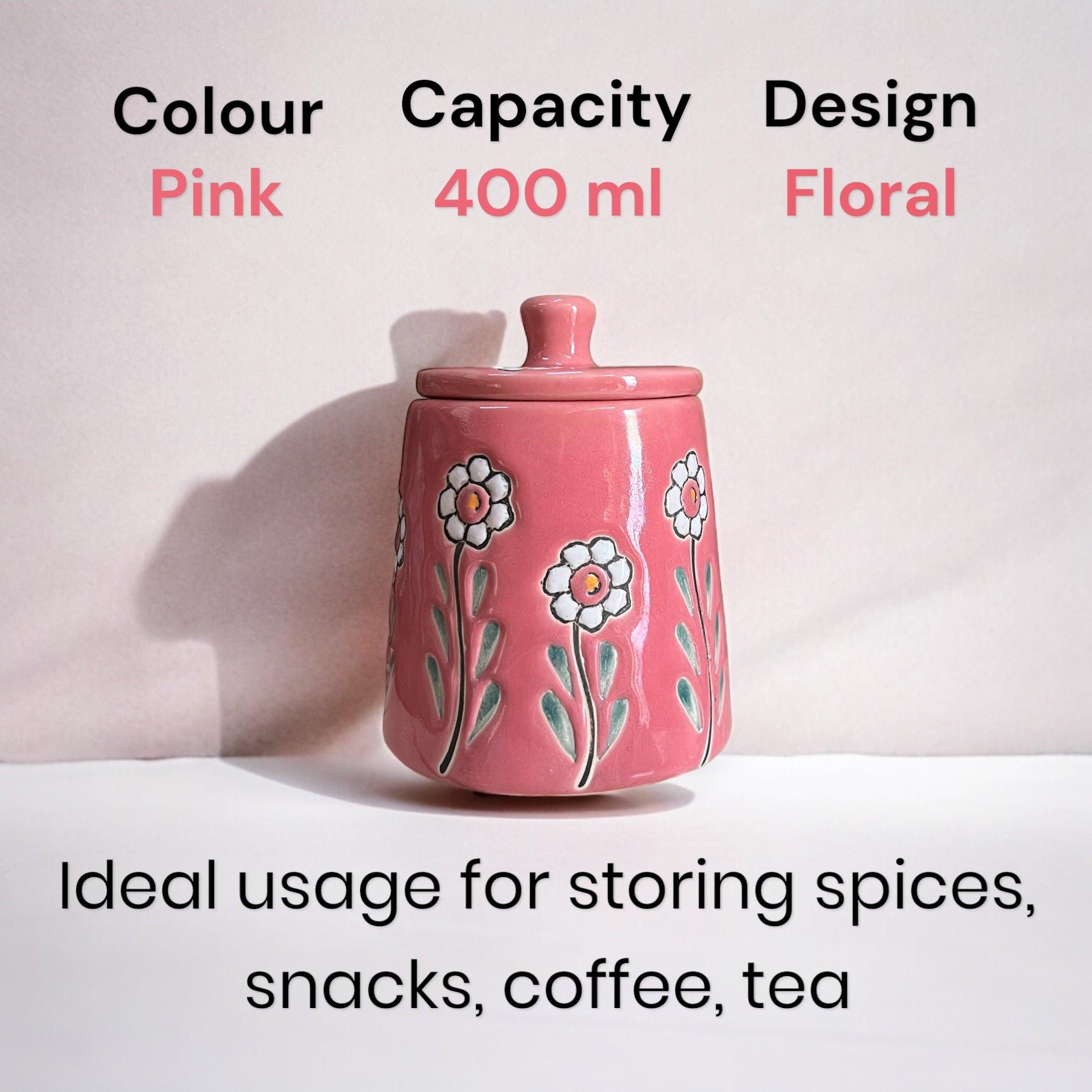 Floral Pink Jar - Clayful Homes