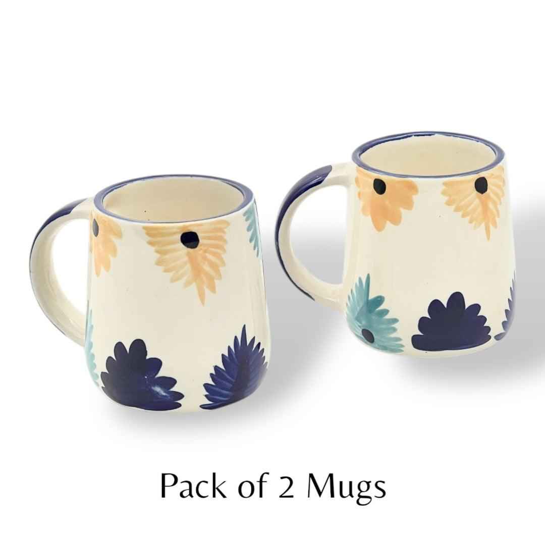 Yellow Blue Flower Mug Set - Clayful Homes