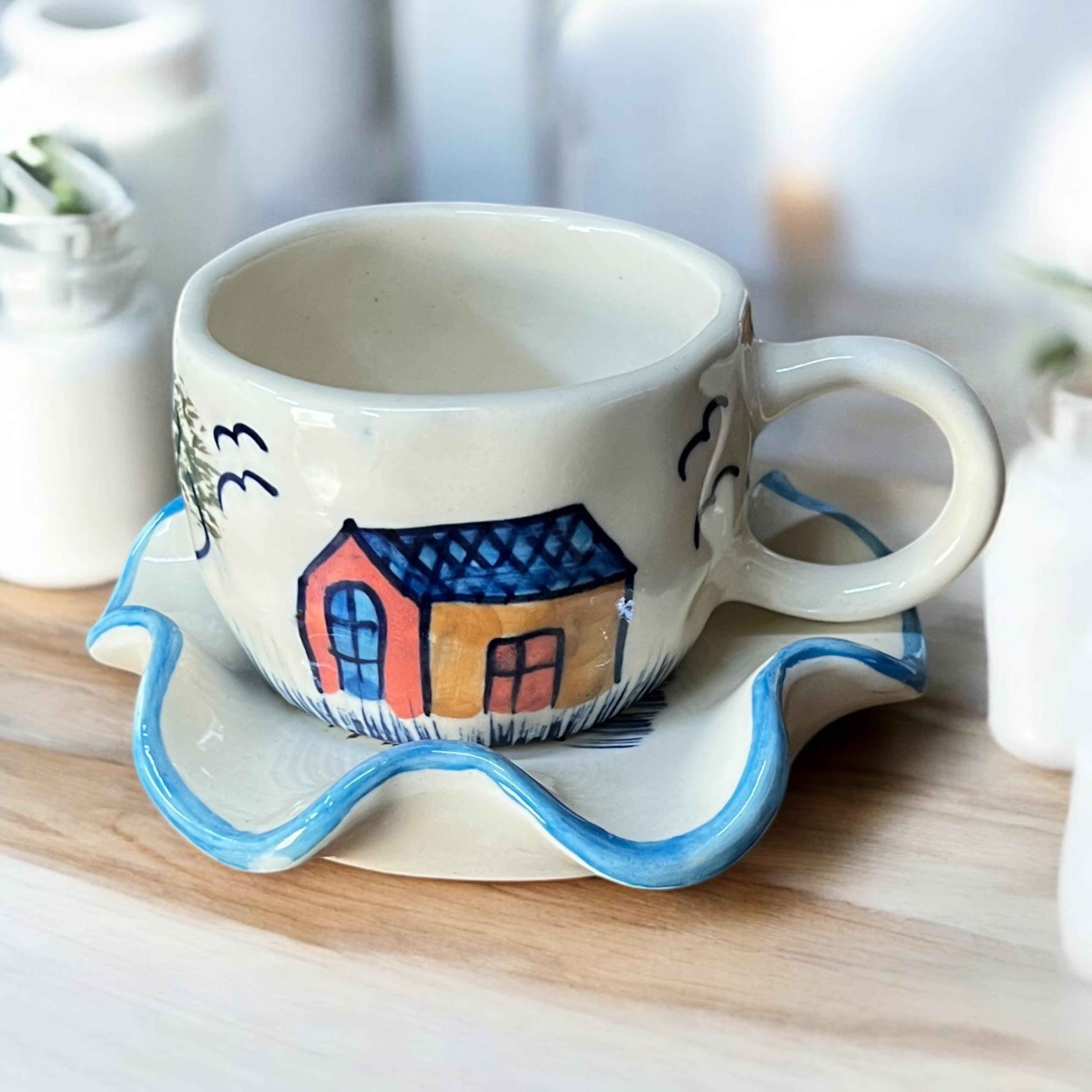 Farmhouse Coffee Mug and Saucer
