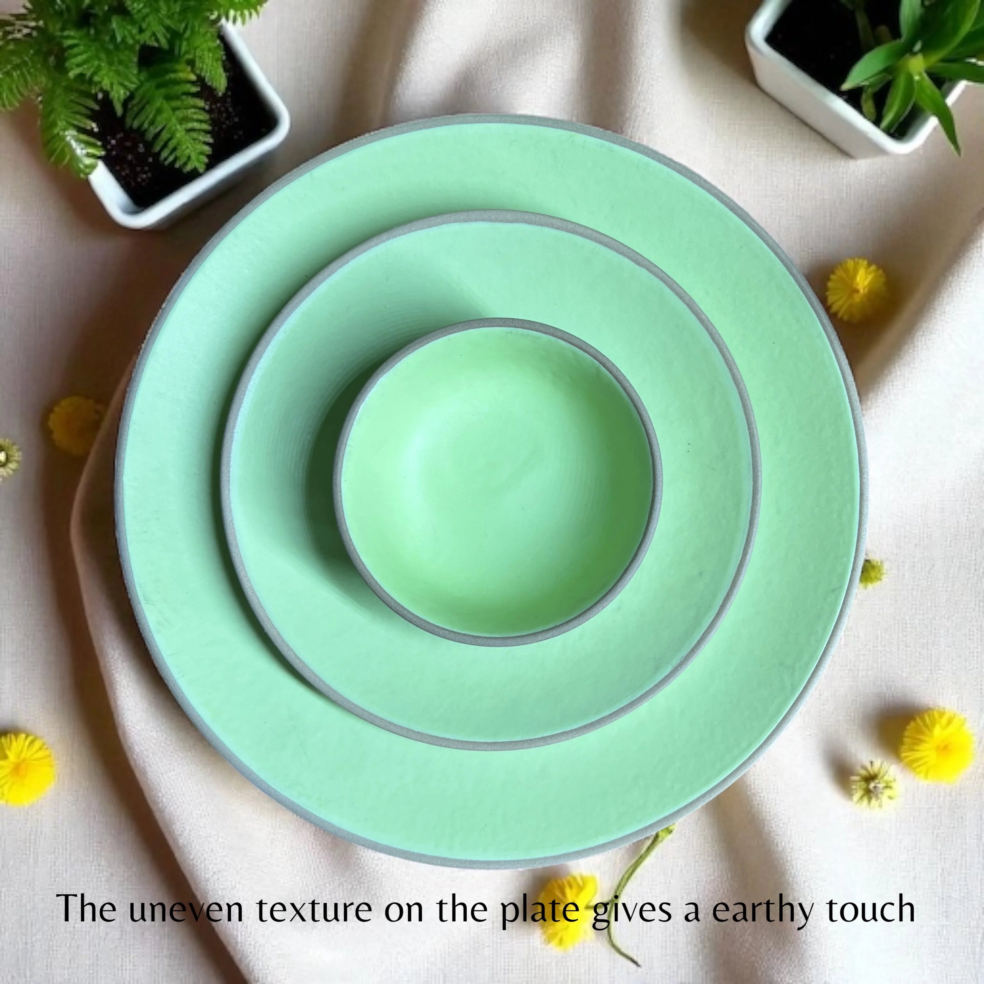 Earthy Mint Dinner set (18pcs) - Clayful Homes