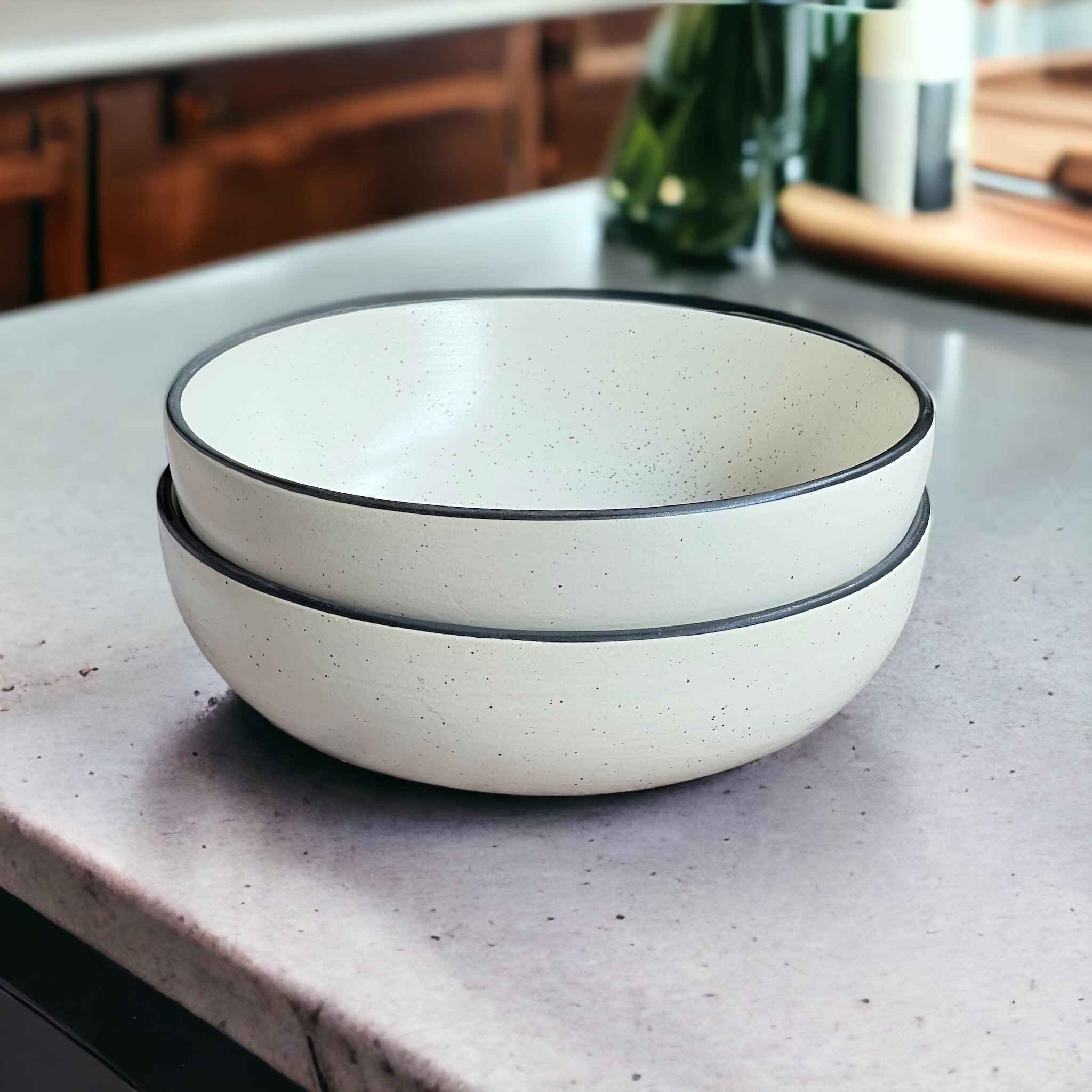 Marble White Set of 2 Serving Bowls - Clayful Homes