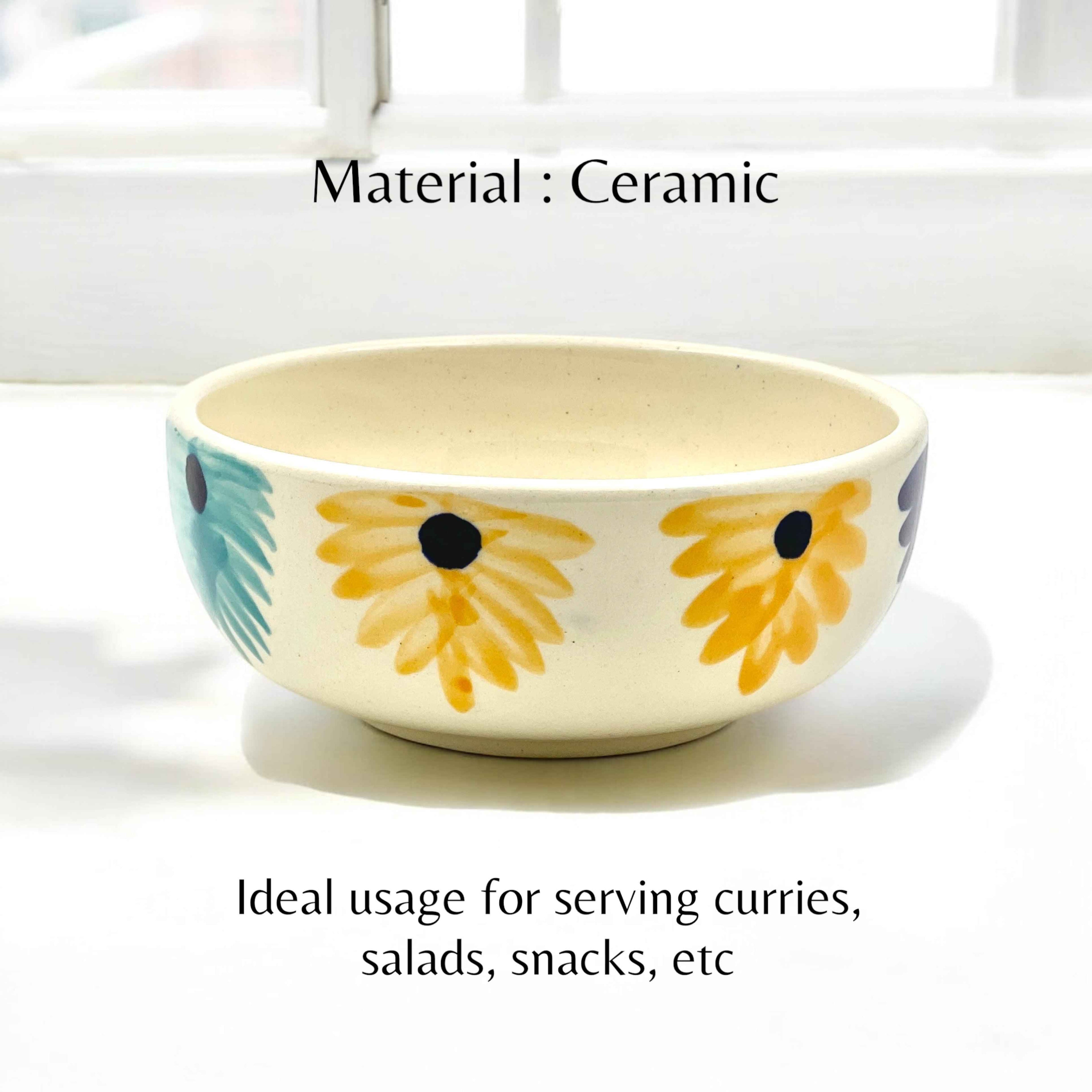 Yellow Blue Flower Soup Bowls - Clayful Homes
