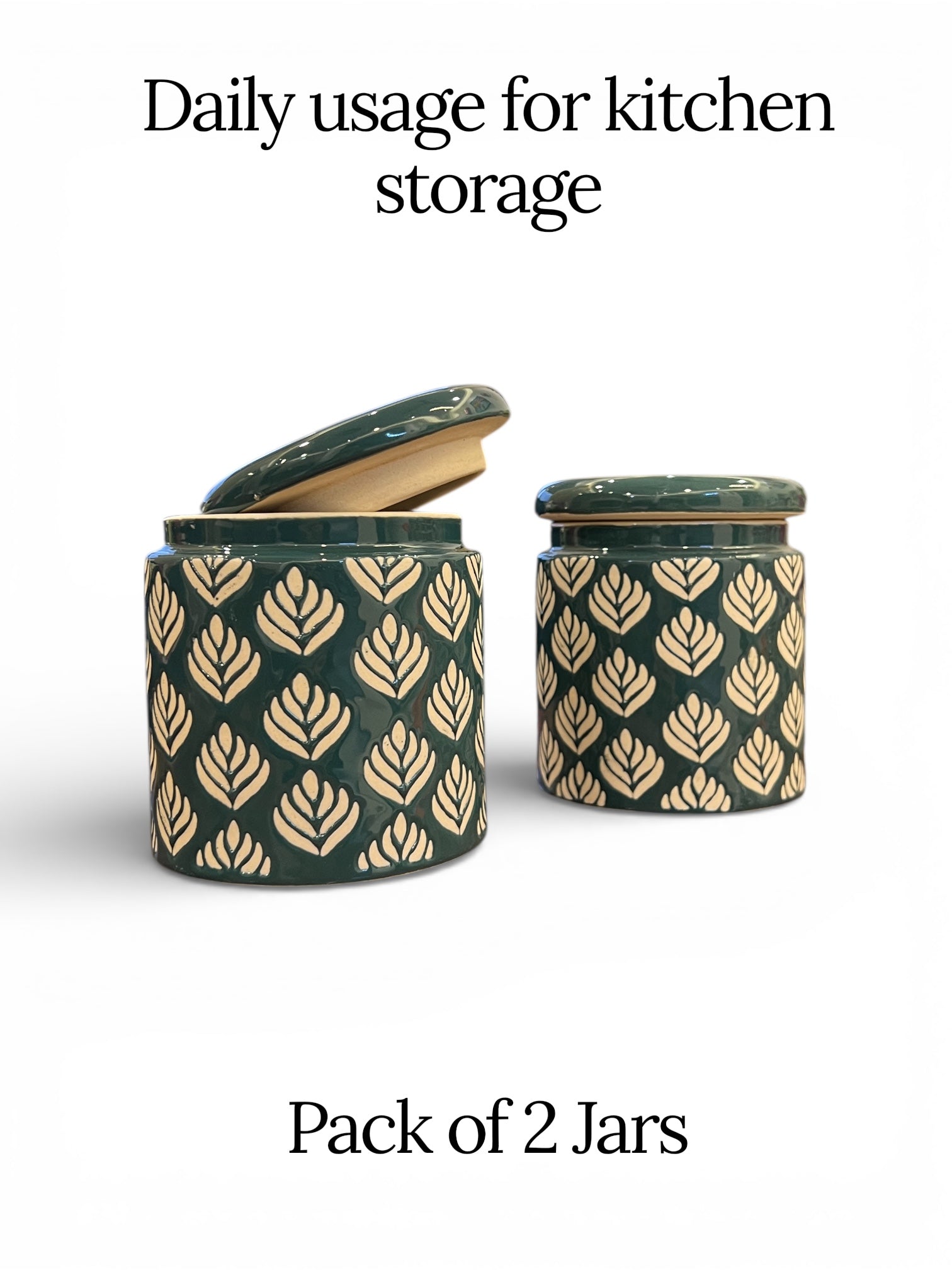 Green Design Jars Pack of 2 - Clayful Homes