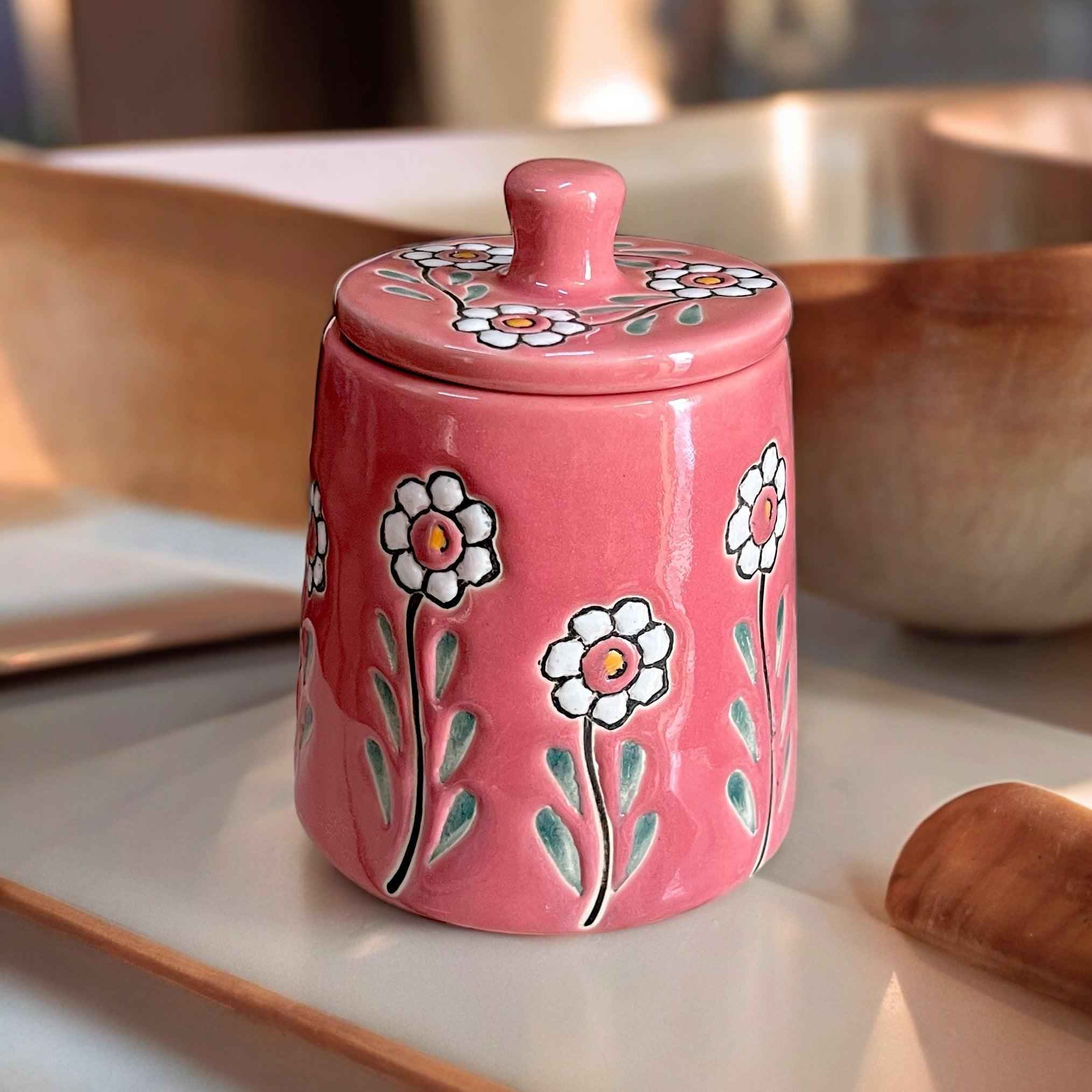 Floral Pink Jar
