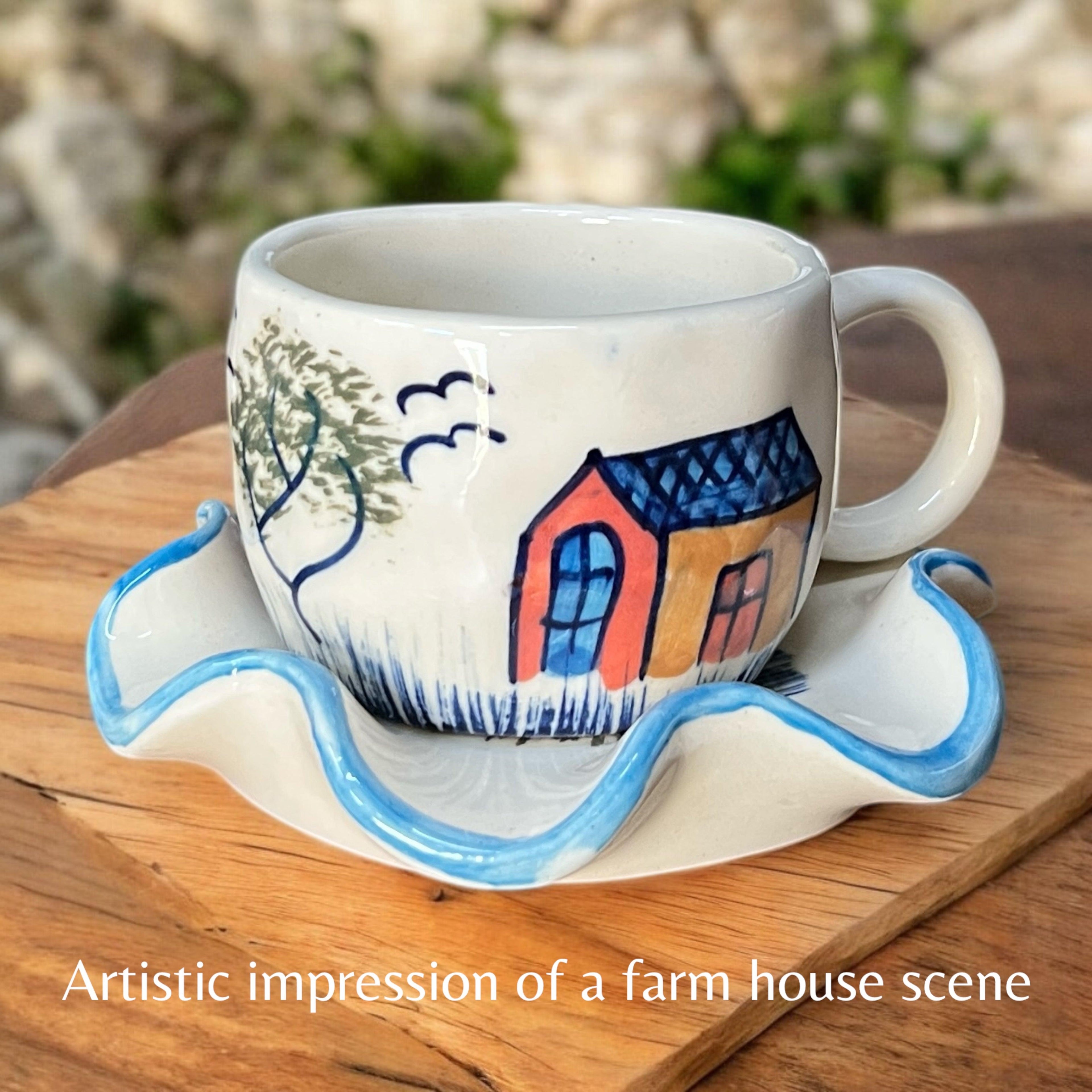 Farmouse Mug and Saucer - Clayful Homes