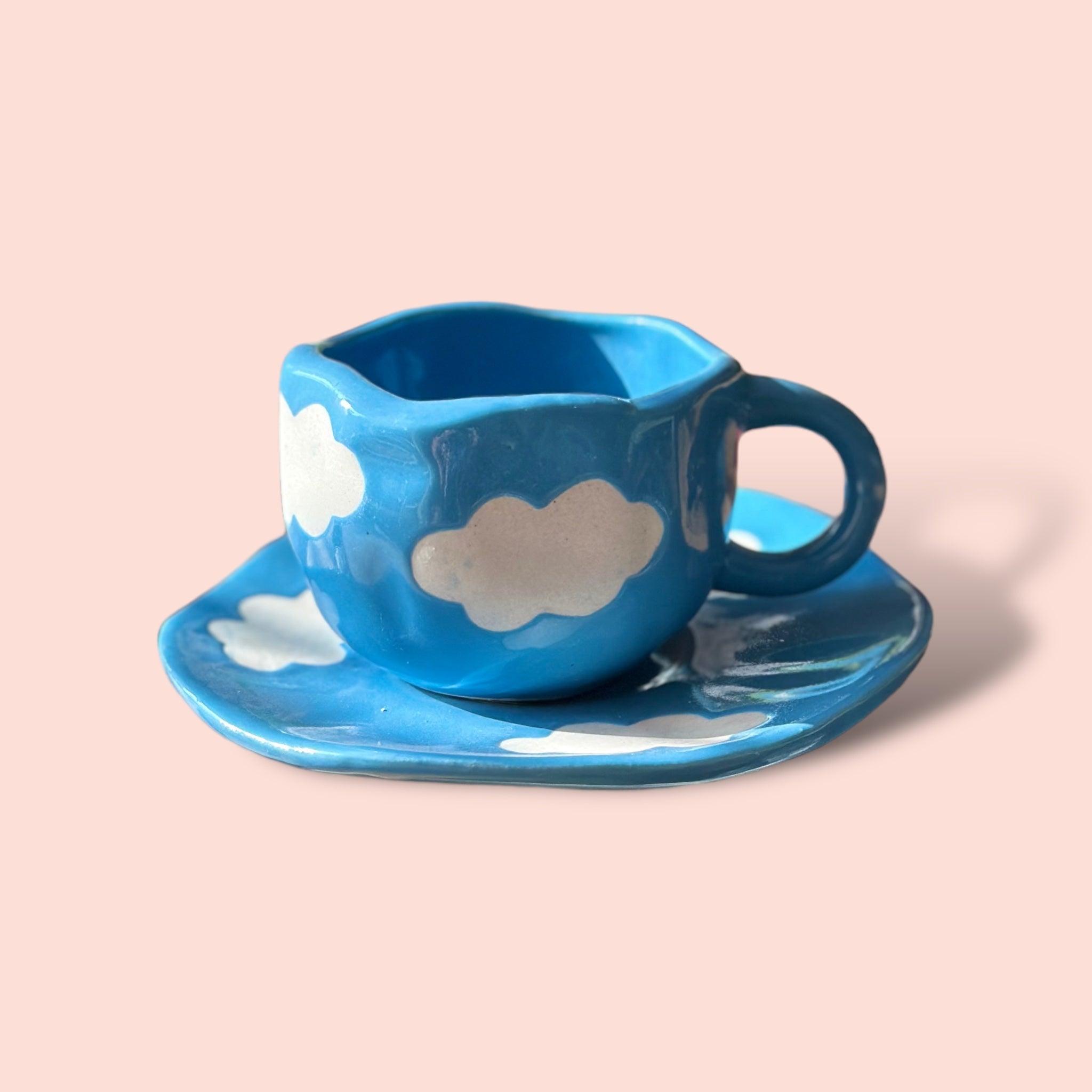 Blue Cloud Mug with Desert Plate - Clayful Homes