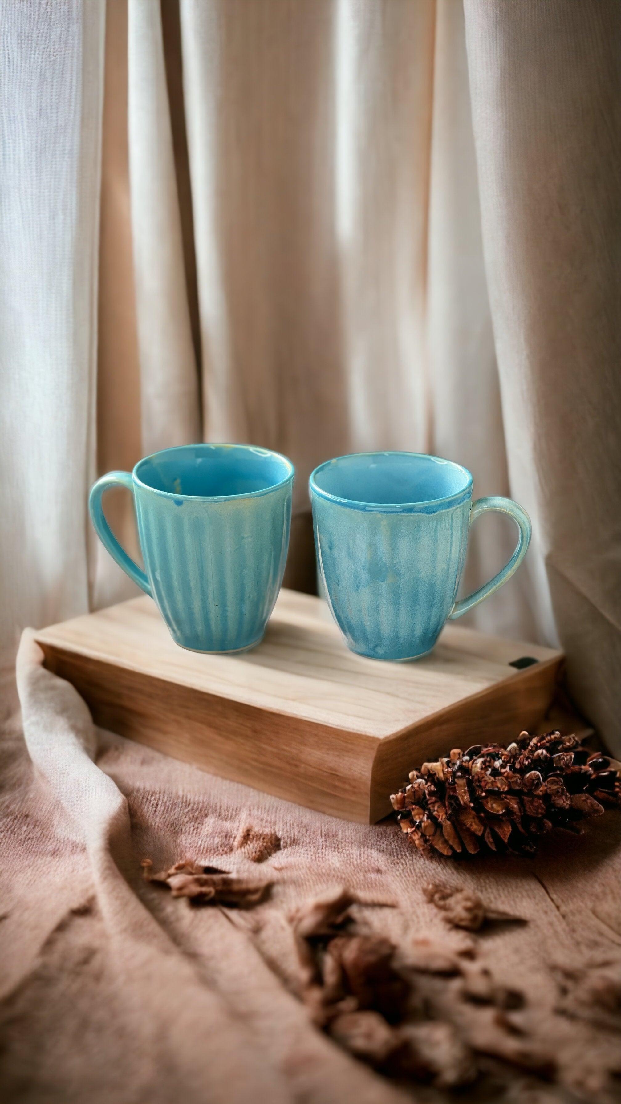 Chalk Blue Mugs | Set of 2 - Clayful Homes