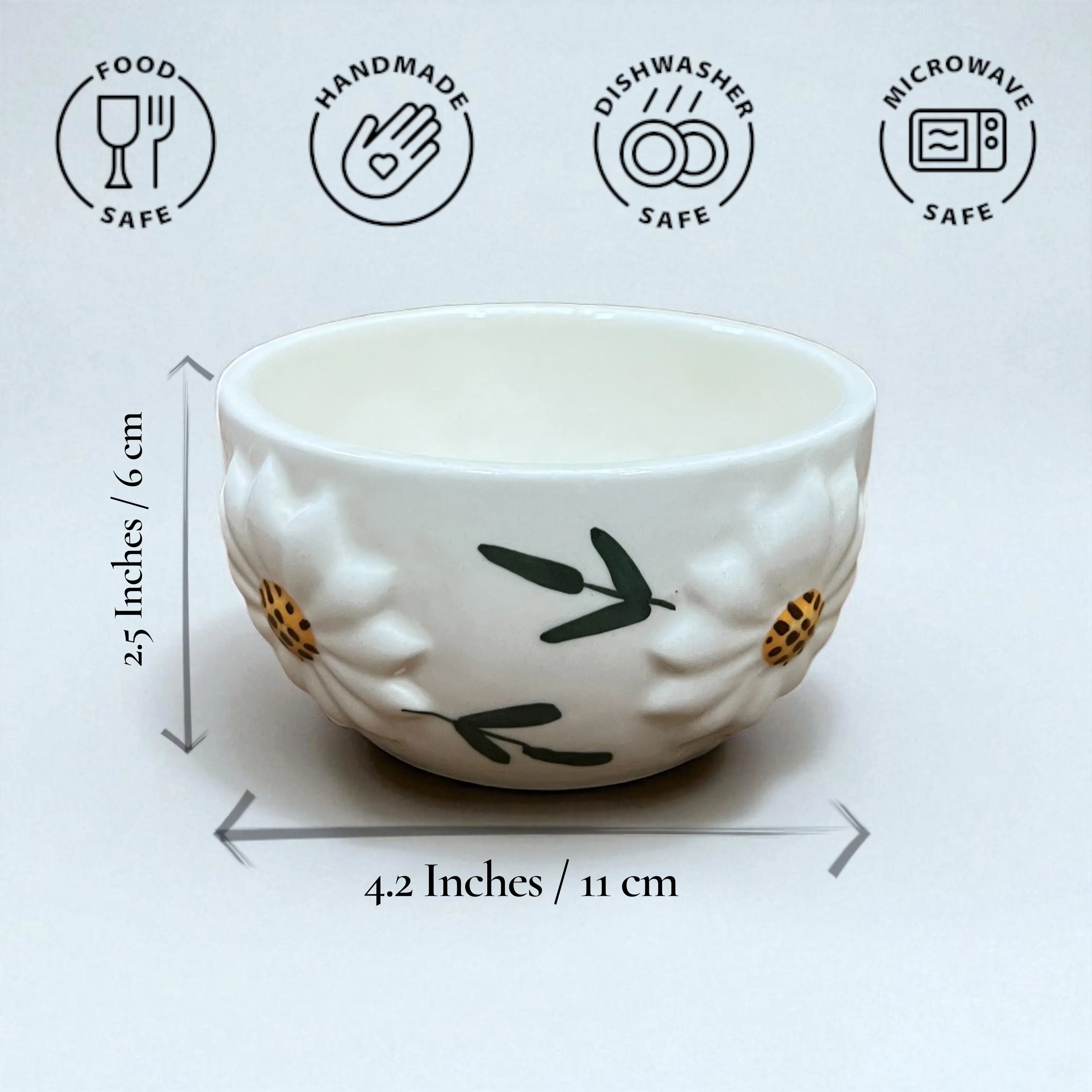 Daisy Bloom Ceramic Soup Bowl (Set of 6) - Clayful Homes