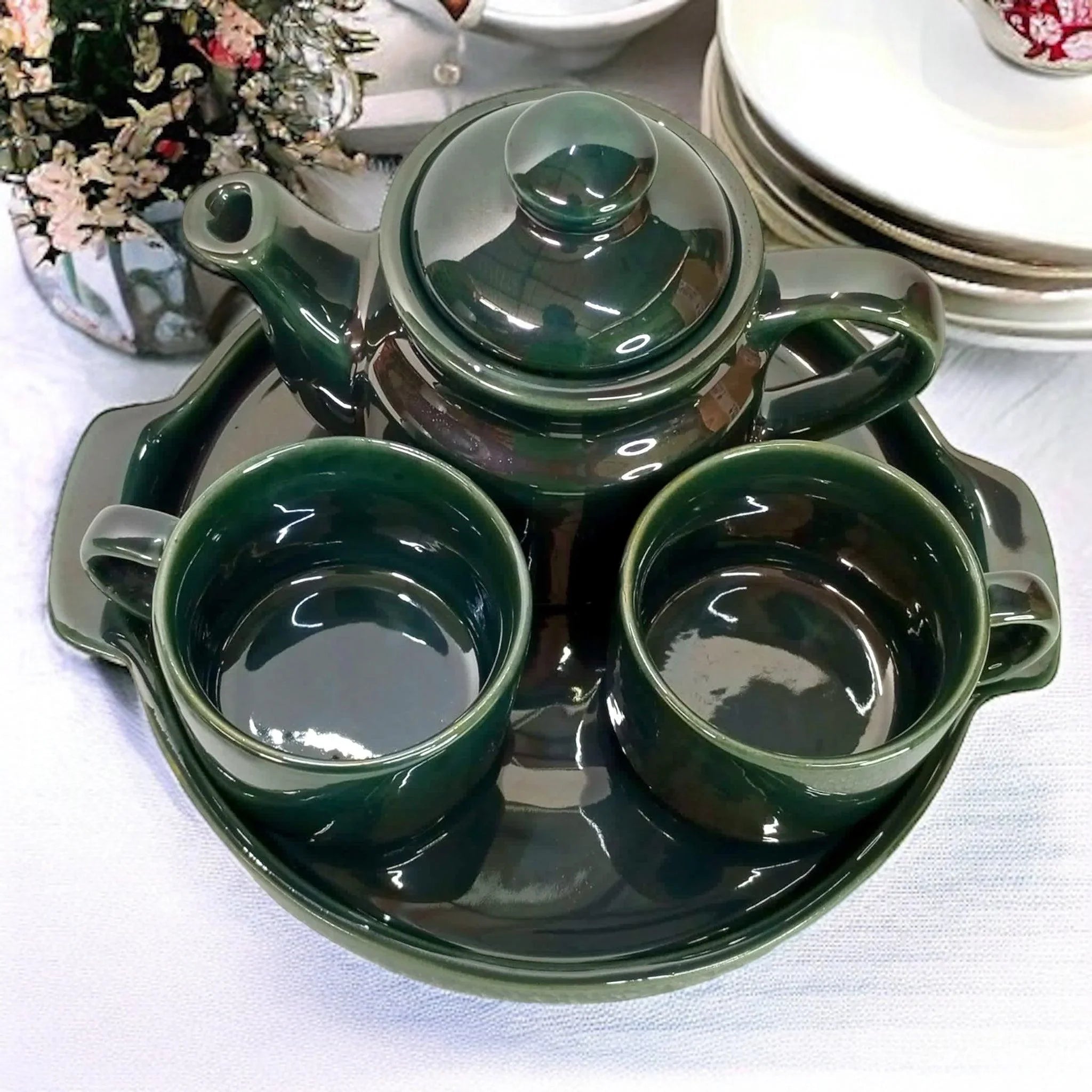 Antique Green Teapot Set - Clayful Homes