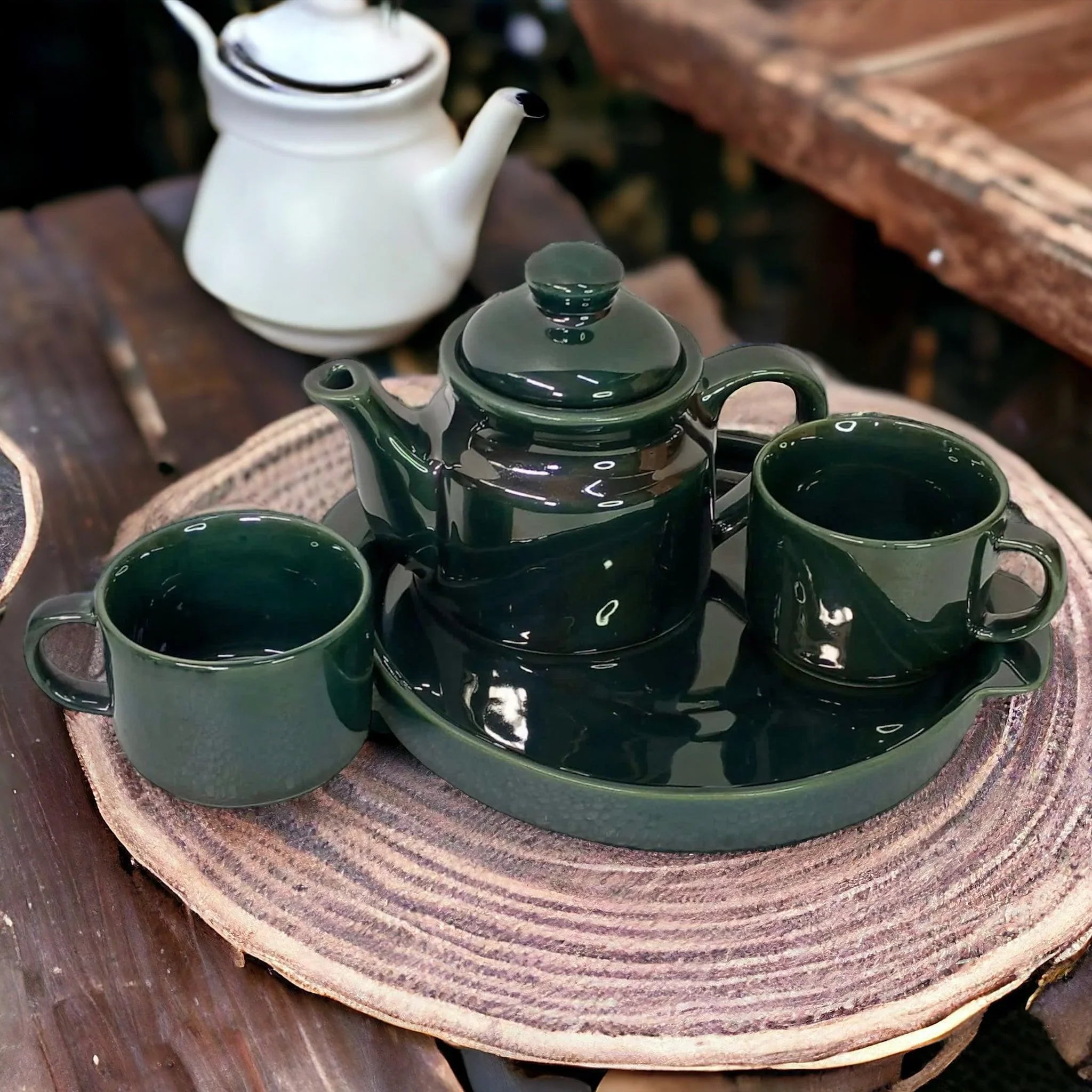 Antique Green Teapot Set - Clayful Homes