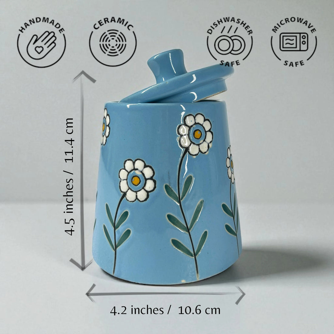 Floral Blue Jar - Clayful Homes