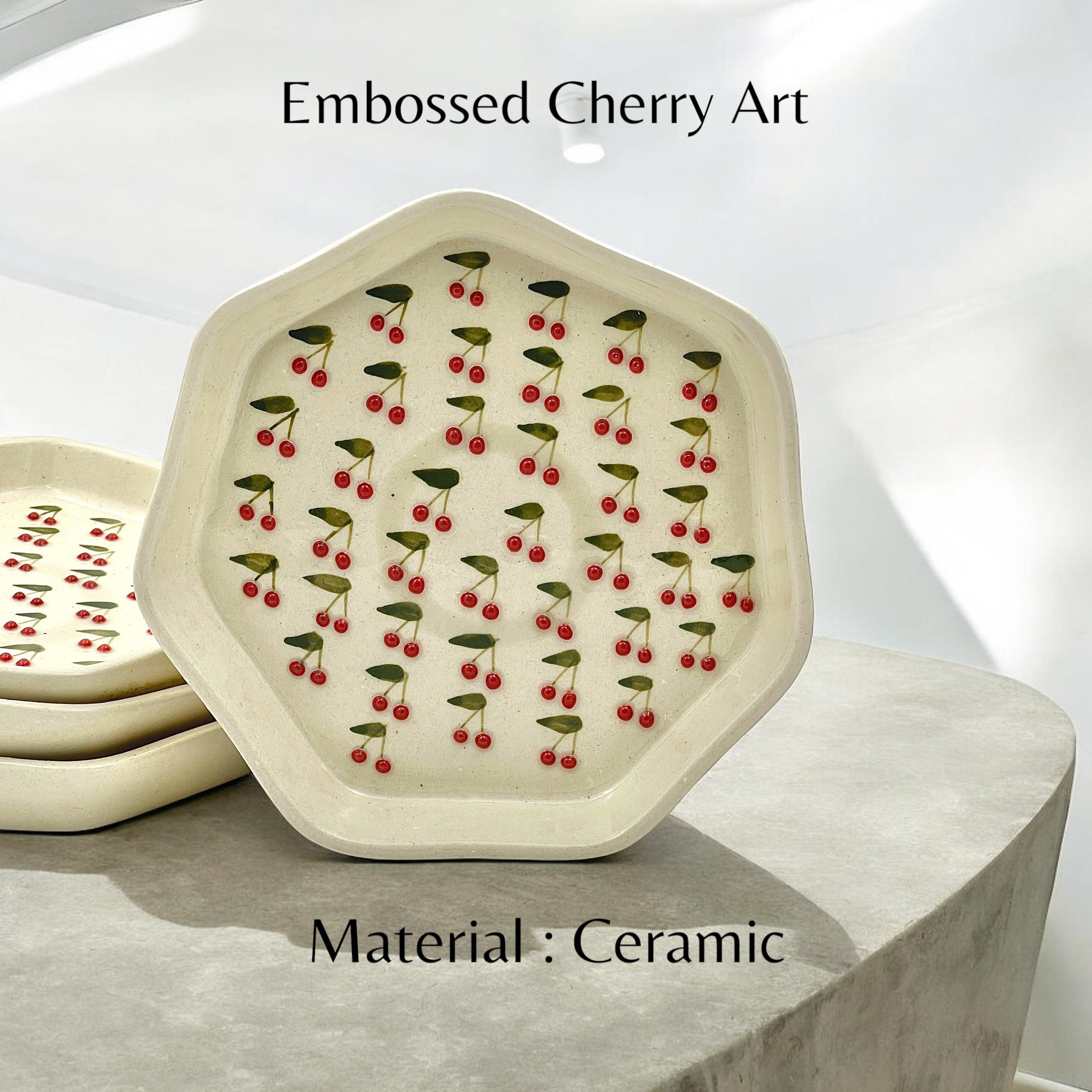 Four Cherry Snack/Dessert Plates - Clayful Homes