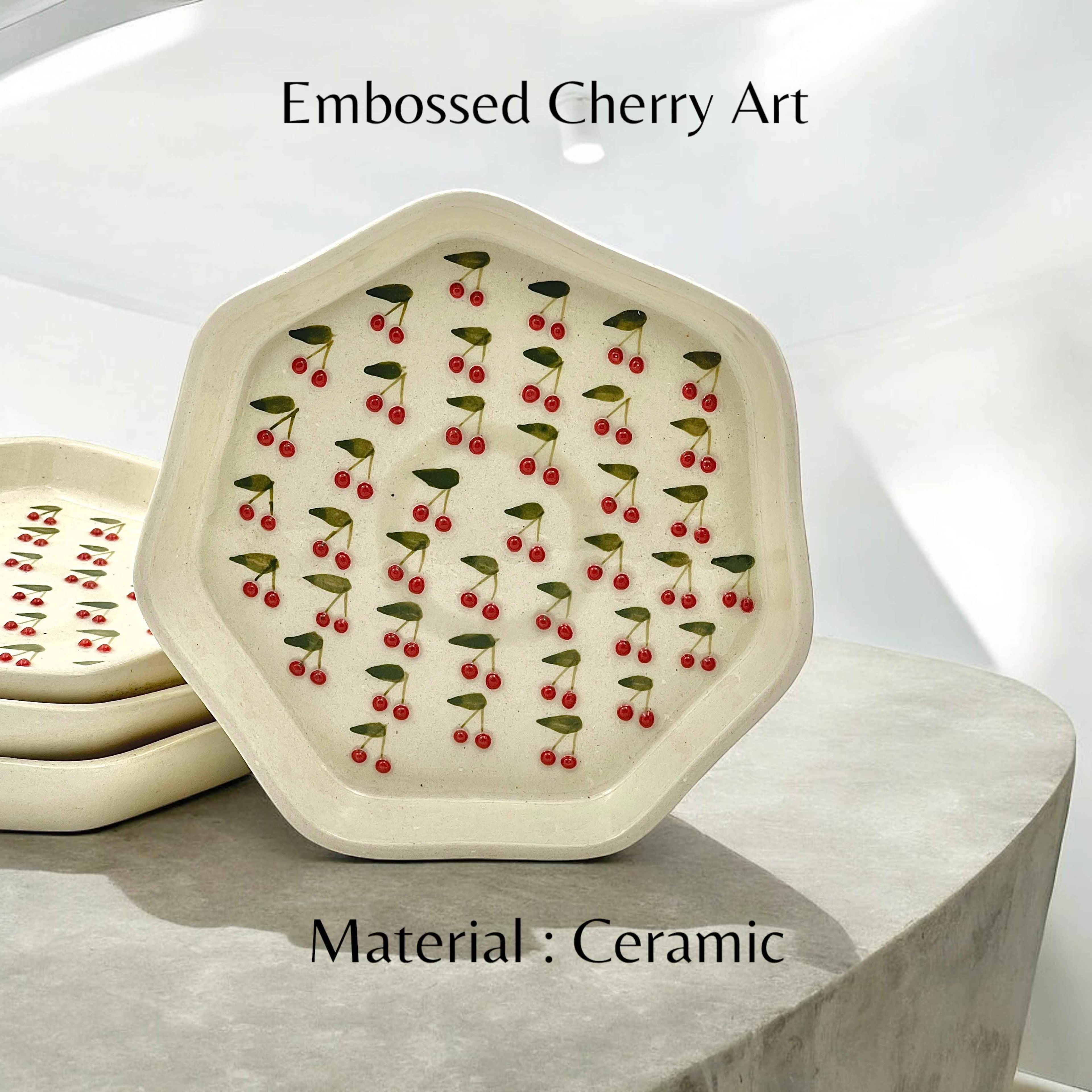 Four Cherry Snack/Dessert Plates