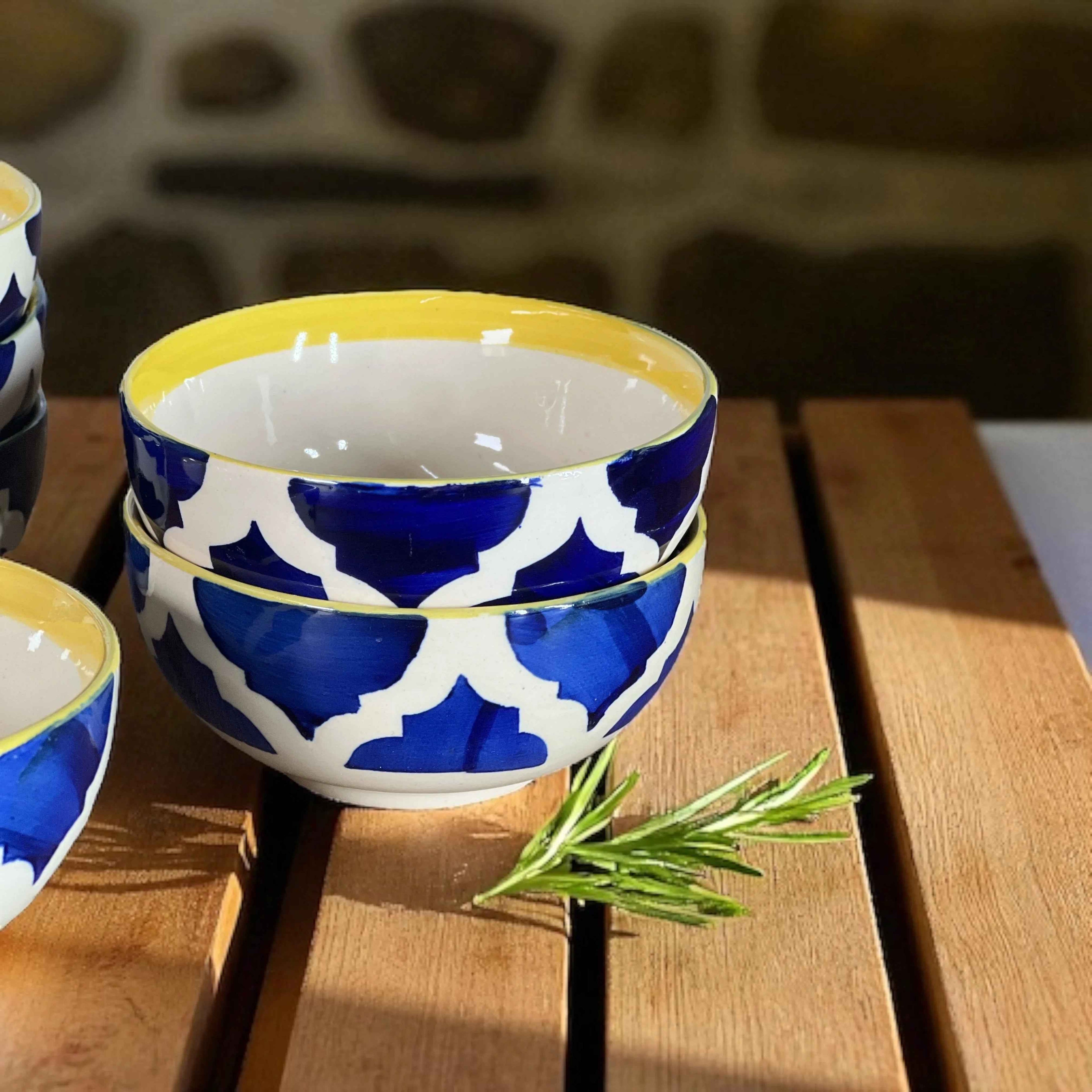 The Moroccan Blue Bowls Set of 6 - Clayful Homes