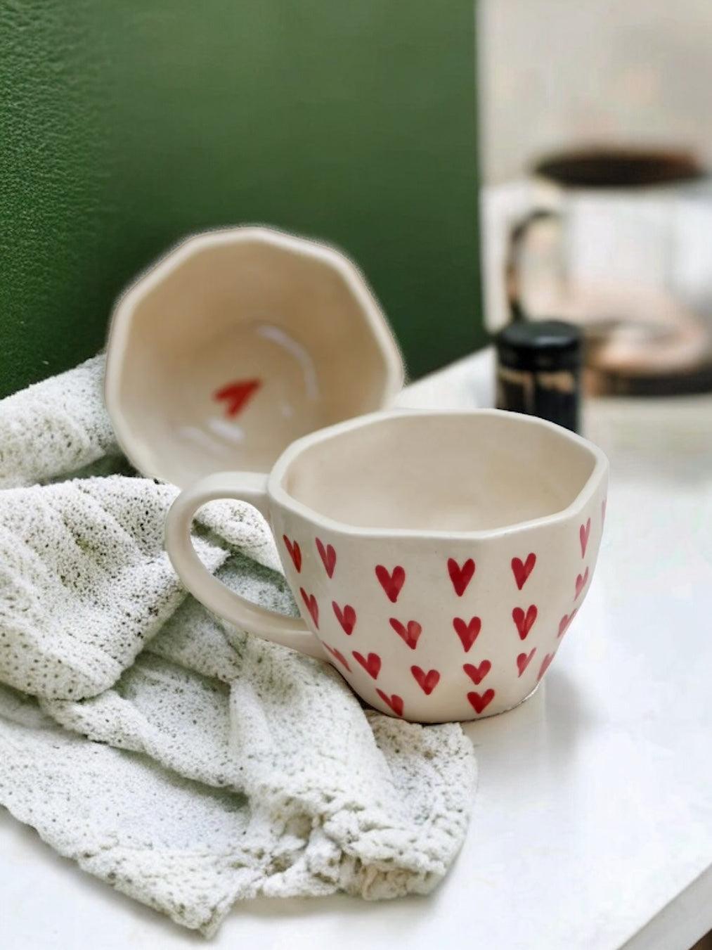 Heart Mug with Desert Plate - Clayful Homes