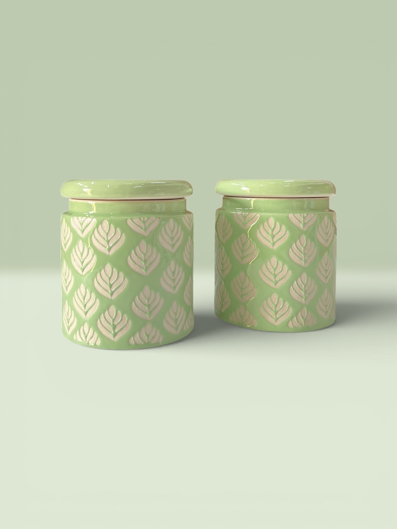 Pastel Green Design Jars Pack of 2 - Clayful Homes