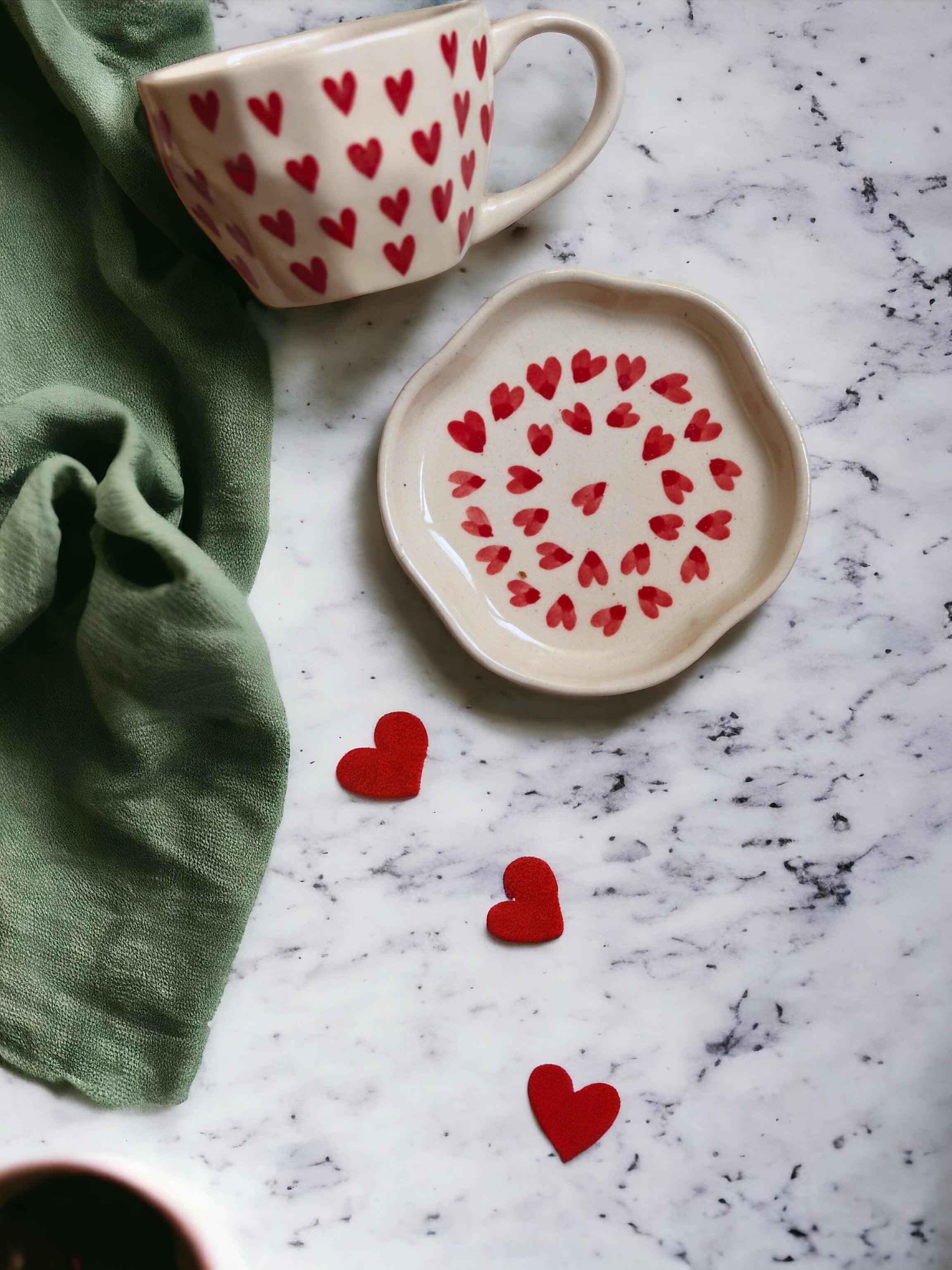 Heart Mug with Desert Plate - Clayful Homes