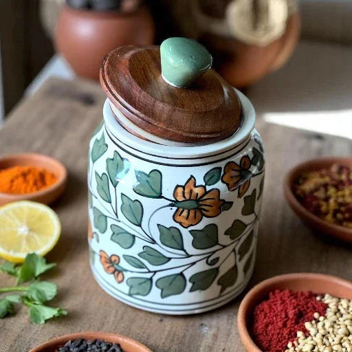Mughal Bageecha Jar (Set of 1) - Clayful Homes