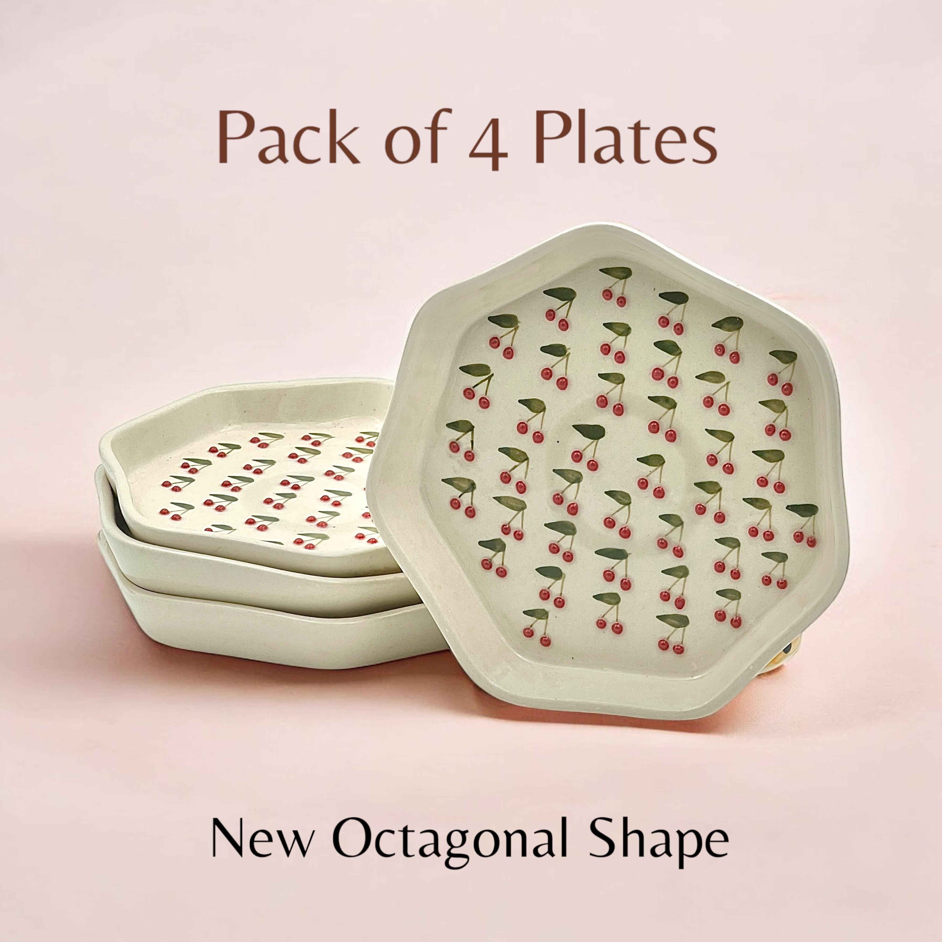 Four Cherry Snack/Dessert Plates