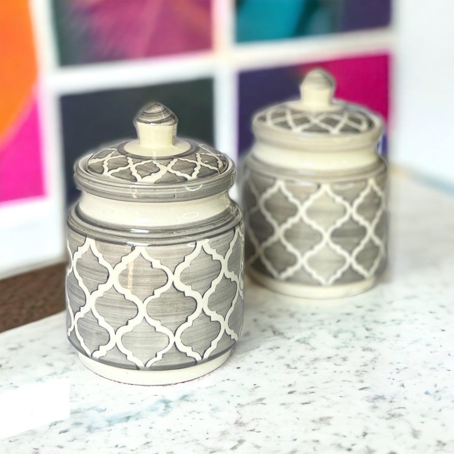 Two Morrocon Grey Jars - Clayful Homes
