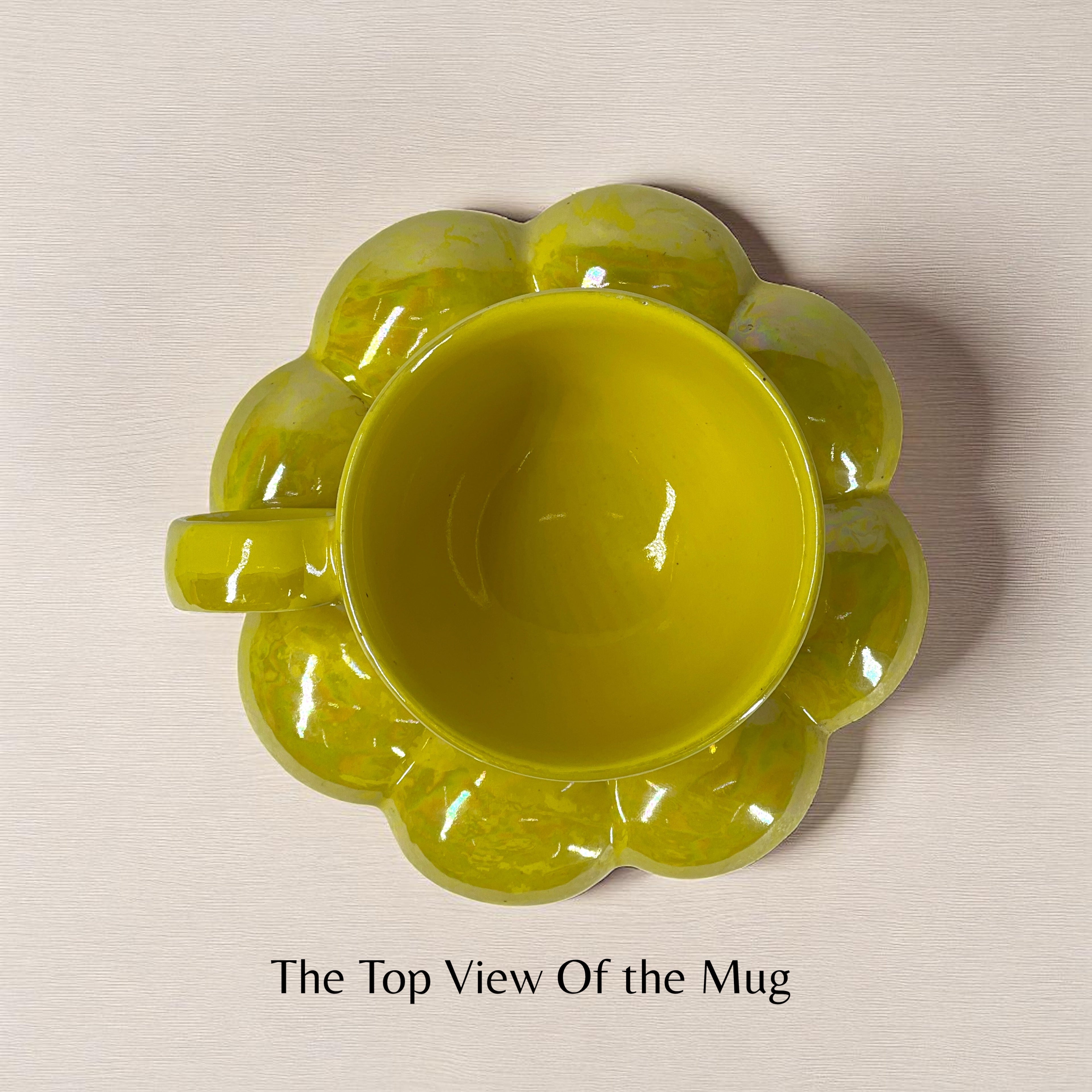 Bubbly Sunflower Coffee Mug & Saucer (Yellow)
