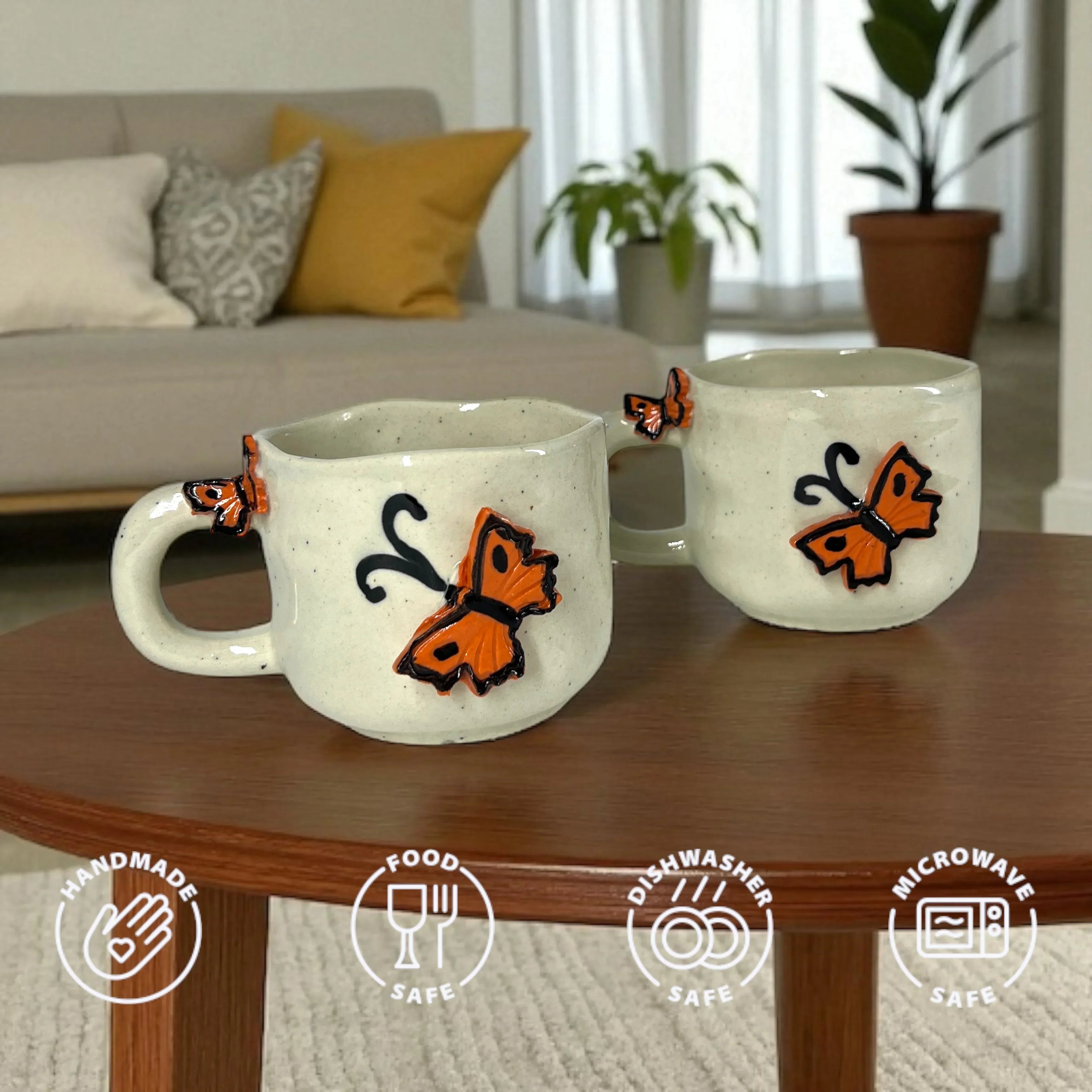 Biggy Butterfly Coffee Mug Set of 2 - Clayful Homes