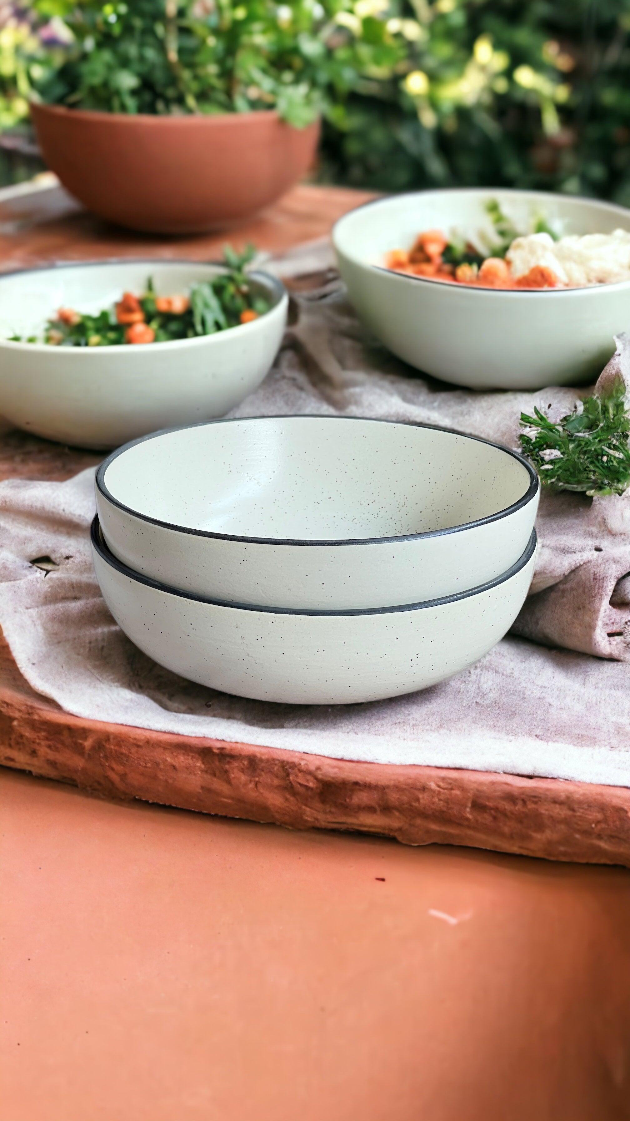 Marble White Set of 2 Serving Bowls - Clayful Homes