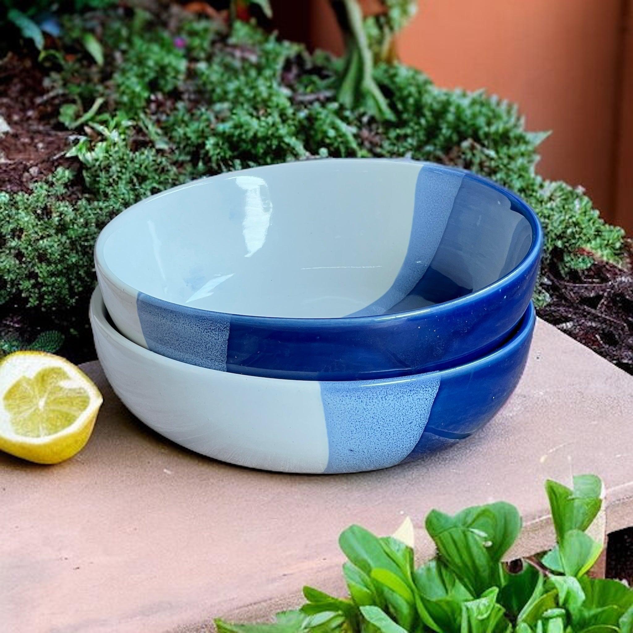 White Blue Set of 2 Serving - Clayful Homes