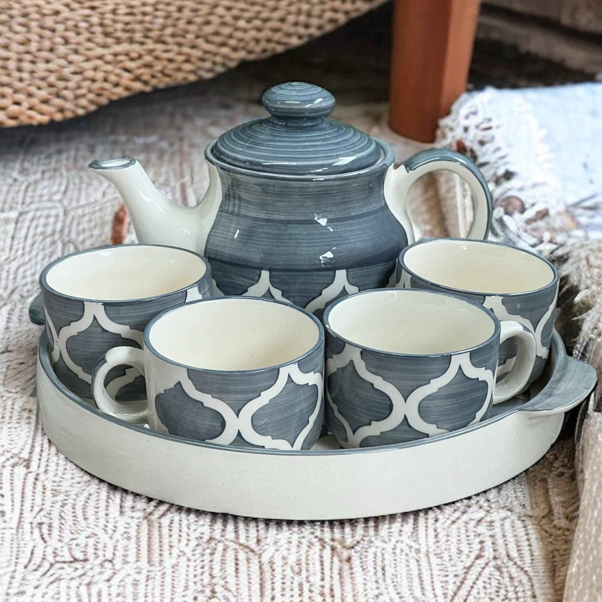 Four Grey Teapot Set - Clayful Homes