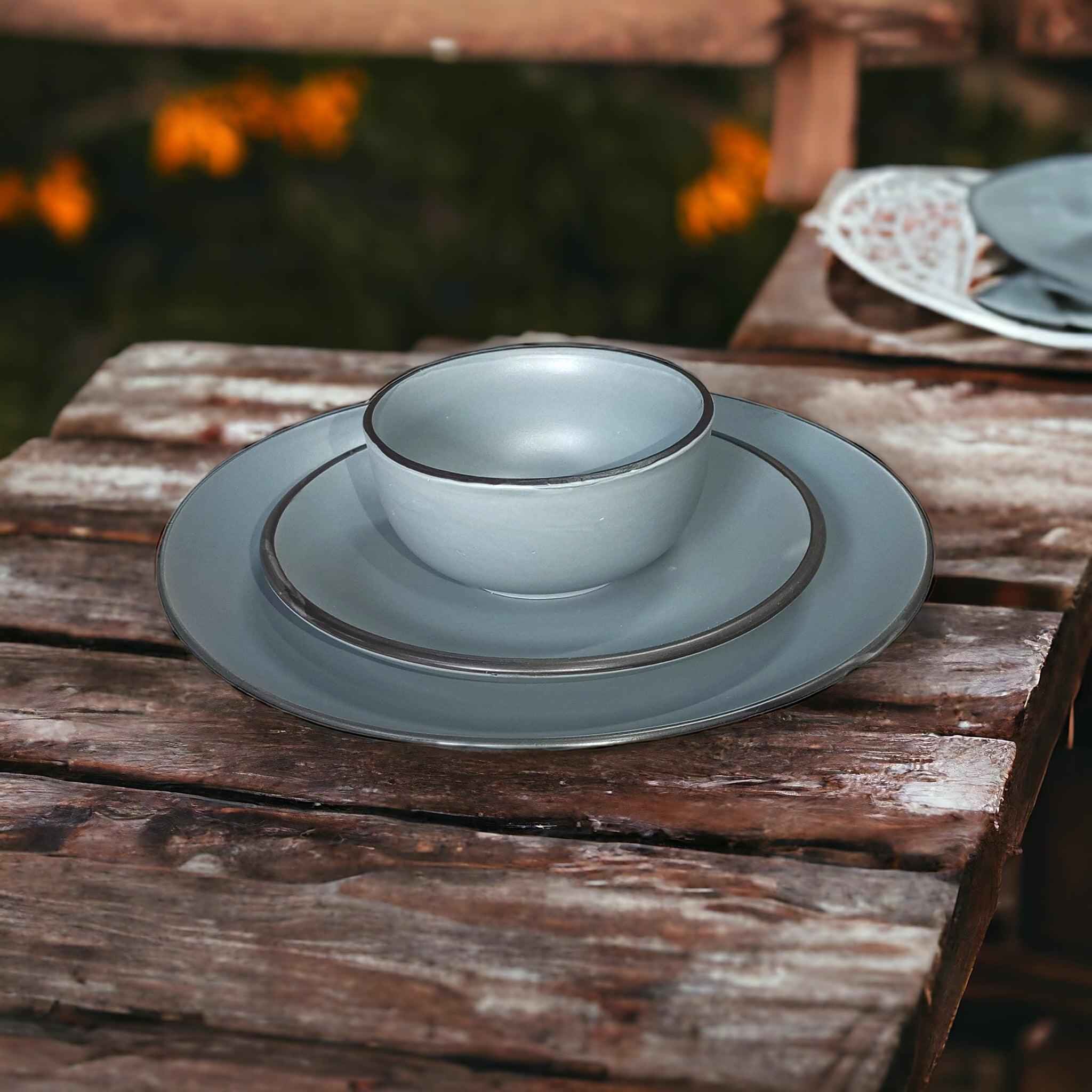 Grey Dinnerware Set (12 Pcs) - Clayful Homes