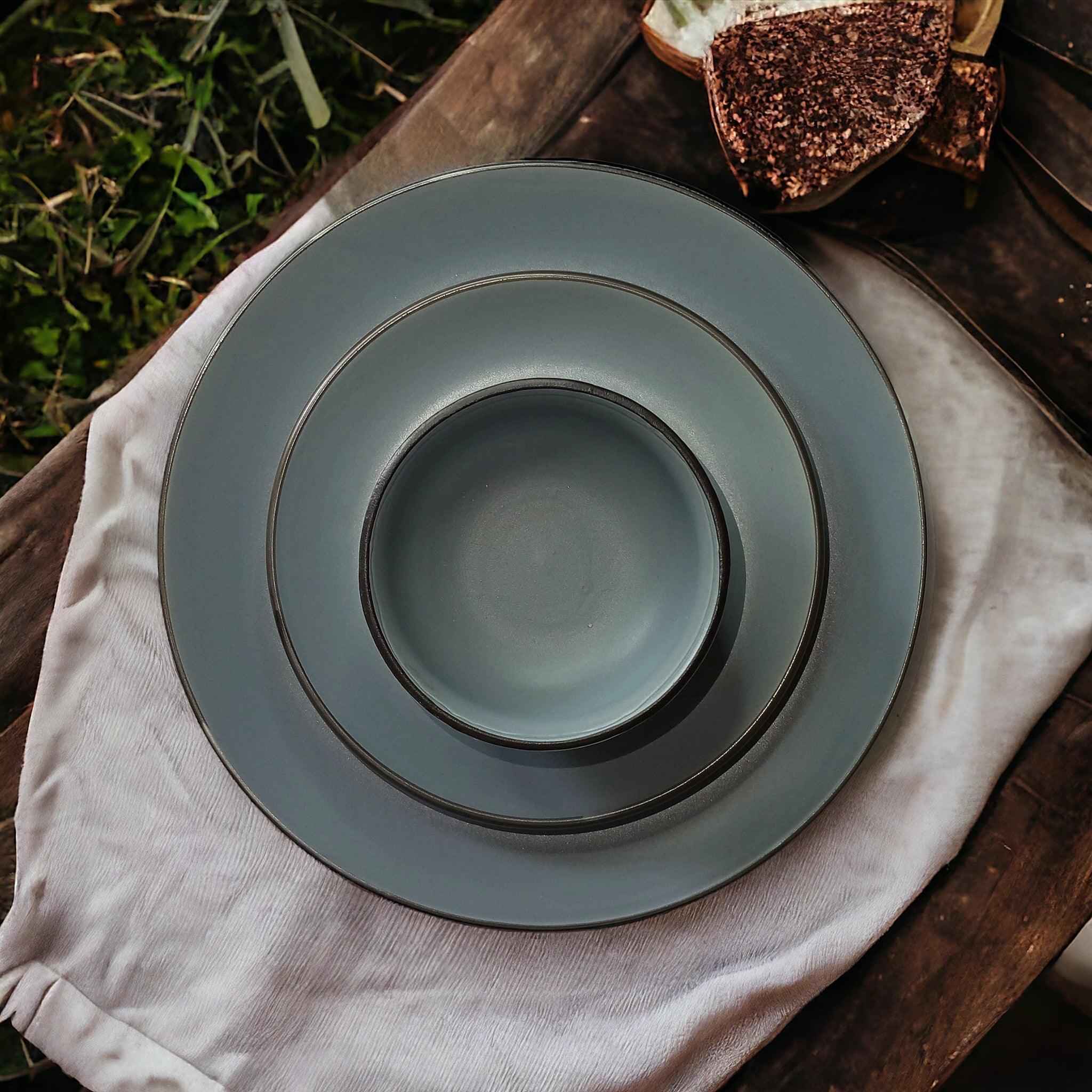Grey Dinnerware Set (12 Pcs) - Clayful Homes