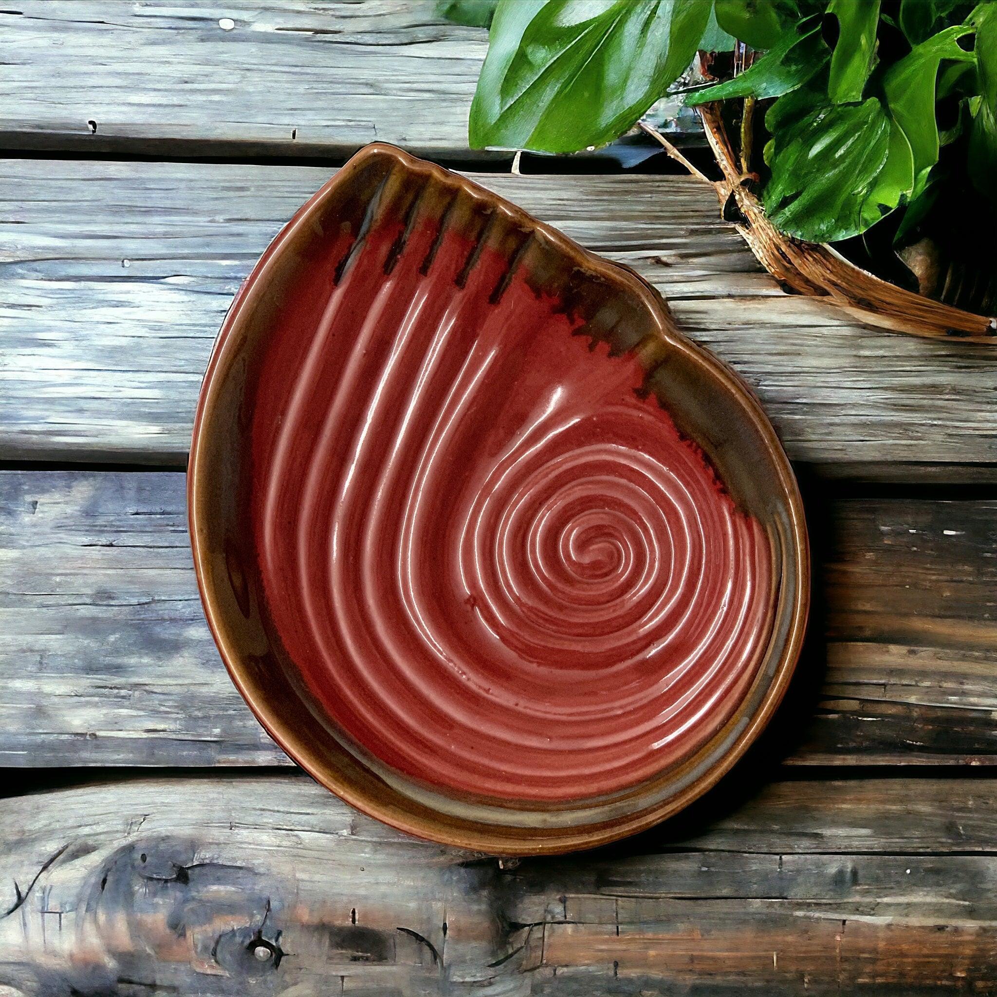 Red Shell Platter - Clayful Homes